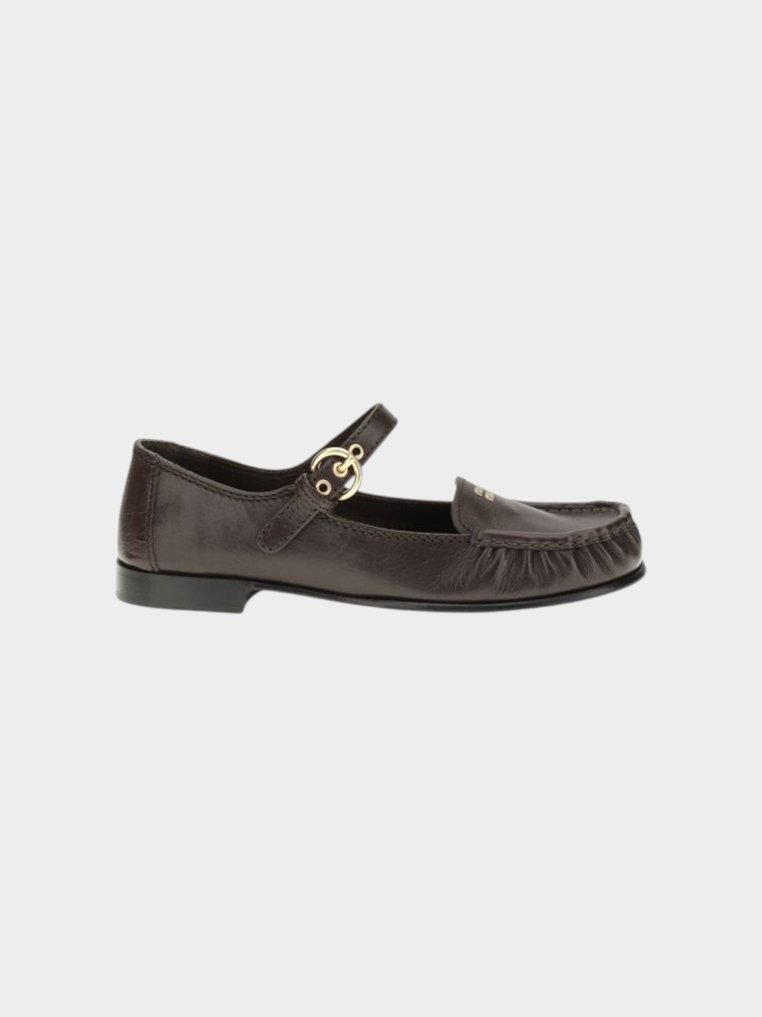 Miu Miu Brown Calf Leather Bos Taurus Slip-On Loafers