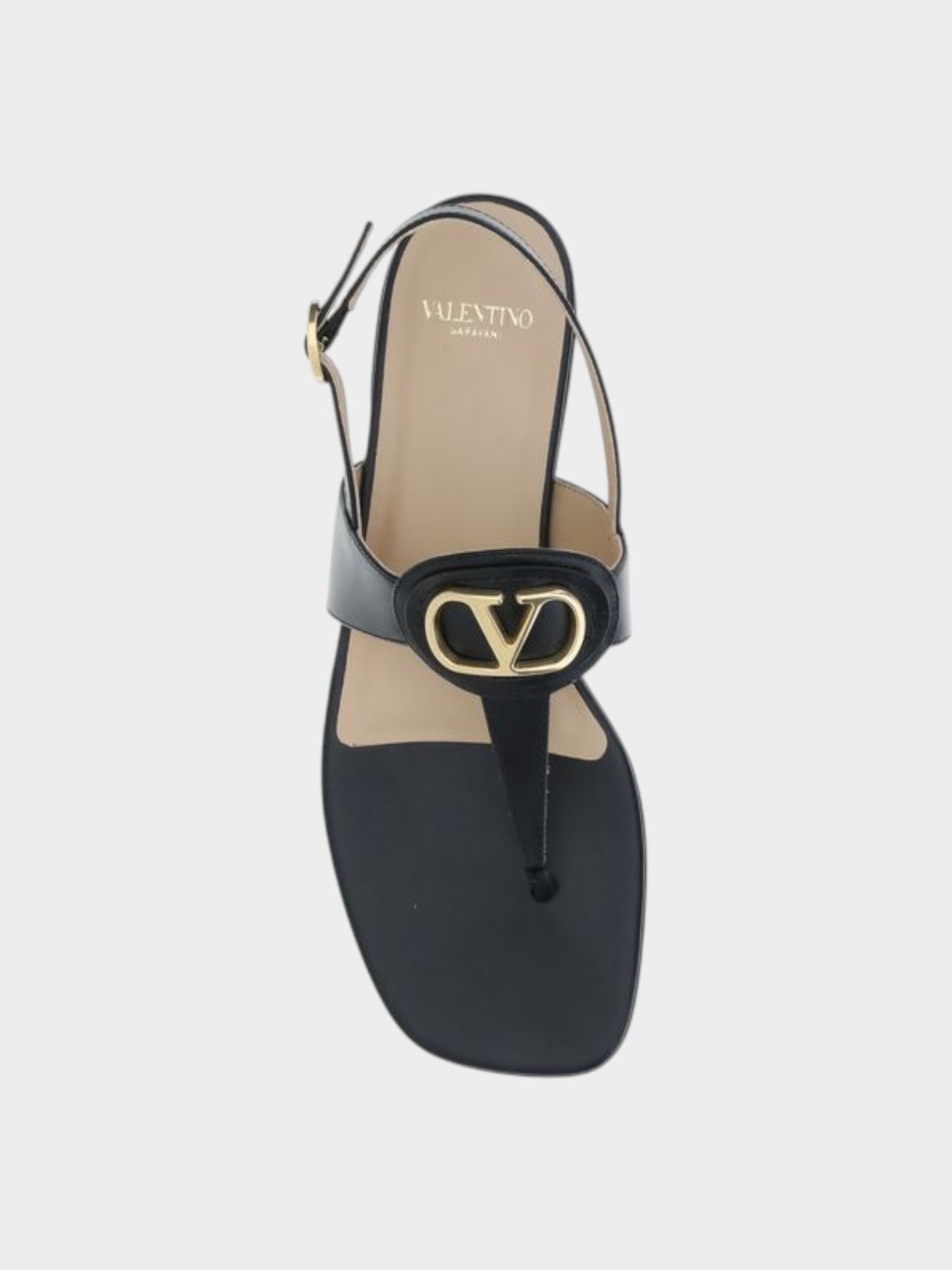 Valentino Garavani Black Calf Leather Bos Taurus Flat Sandals-thumbmail-4