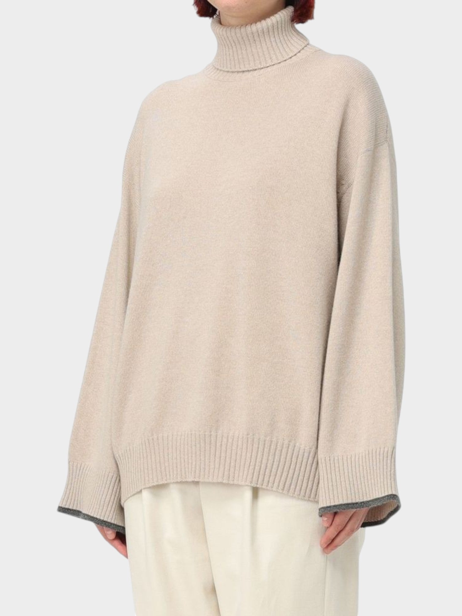 Brunello Cucinelli Beige Cashmere Sweater-thumbmail-2
