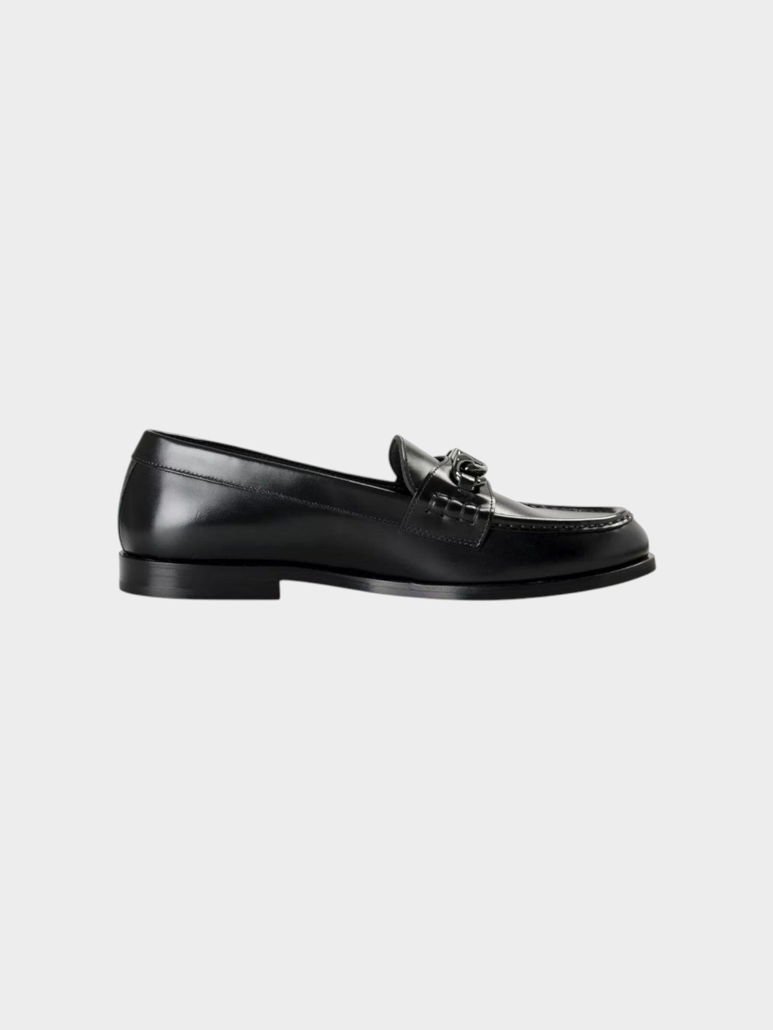 Valentino Garavani Black Leather Slip-On Loafers