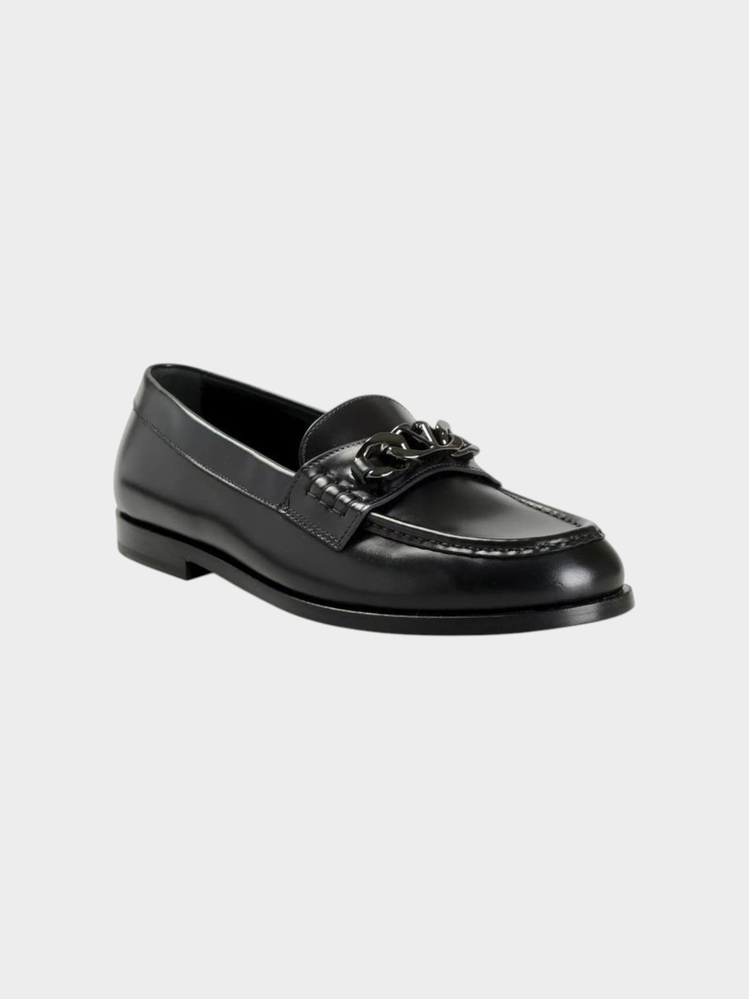 Valentino Garavani Black Leather Slip-On Loafers-thumbmail-2
