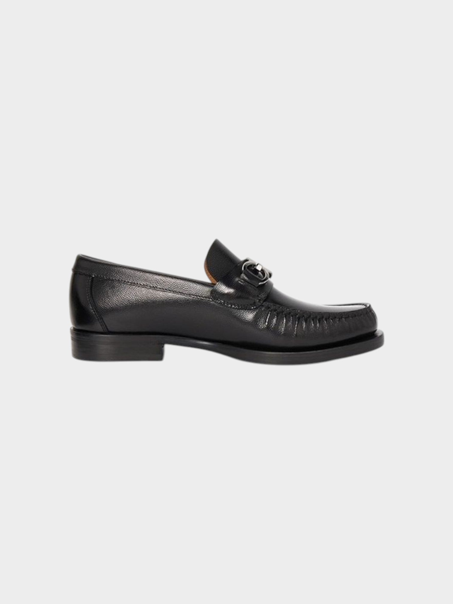 Salvatore Ferragamo Black Calfskin Slip-On Loafers