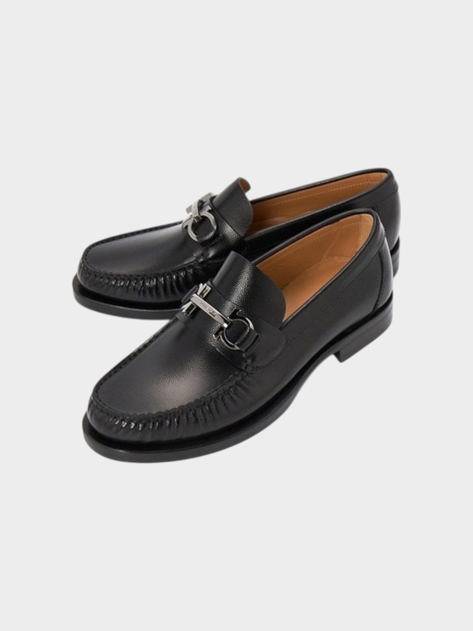 Salvatore Ferragamo Black Calfskin Slip-On Loafers-thumbmail-2