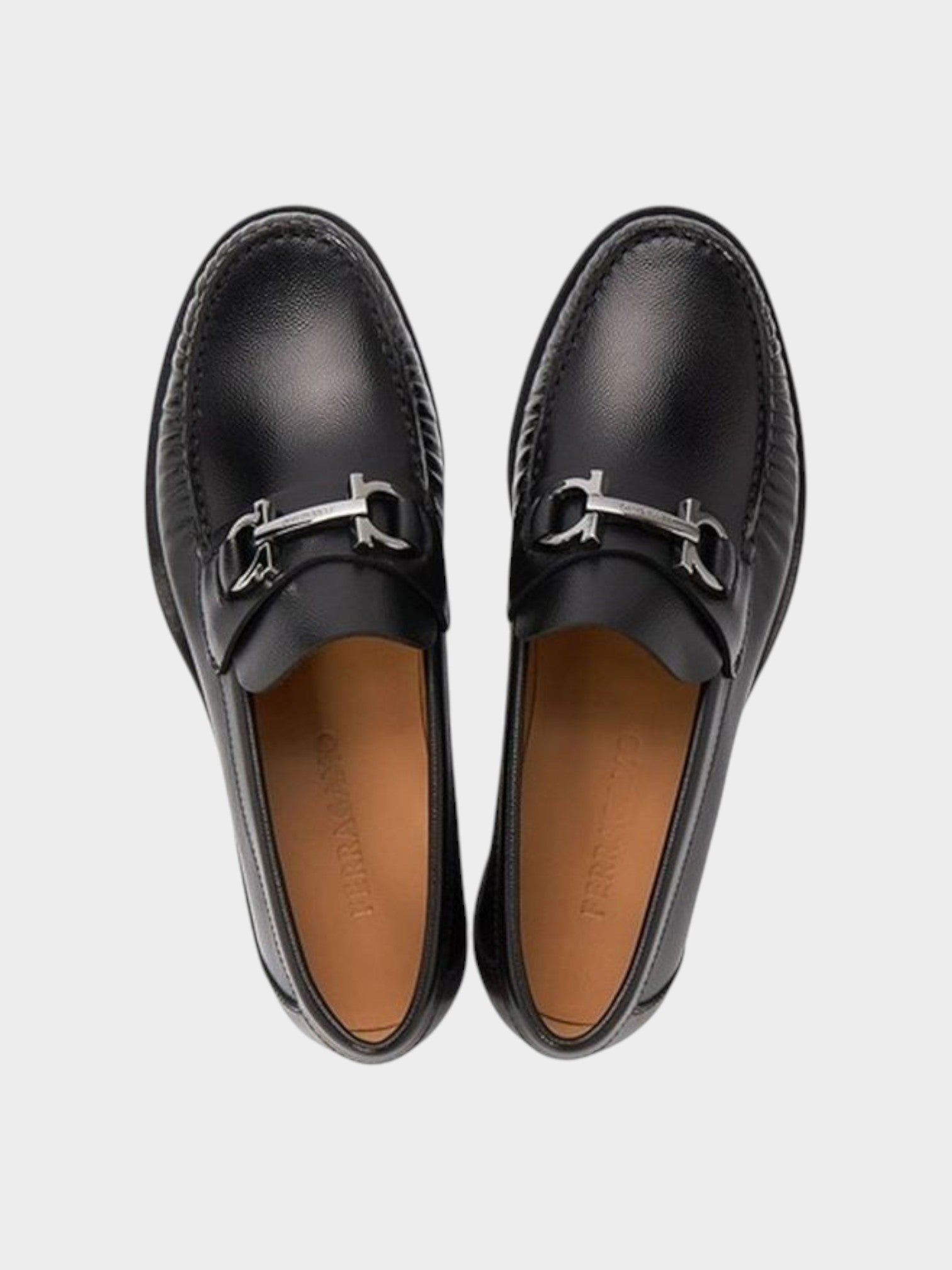 Salvatore Ferragamo Black Calfskin Slip-On Loafers-thumbmail-4