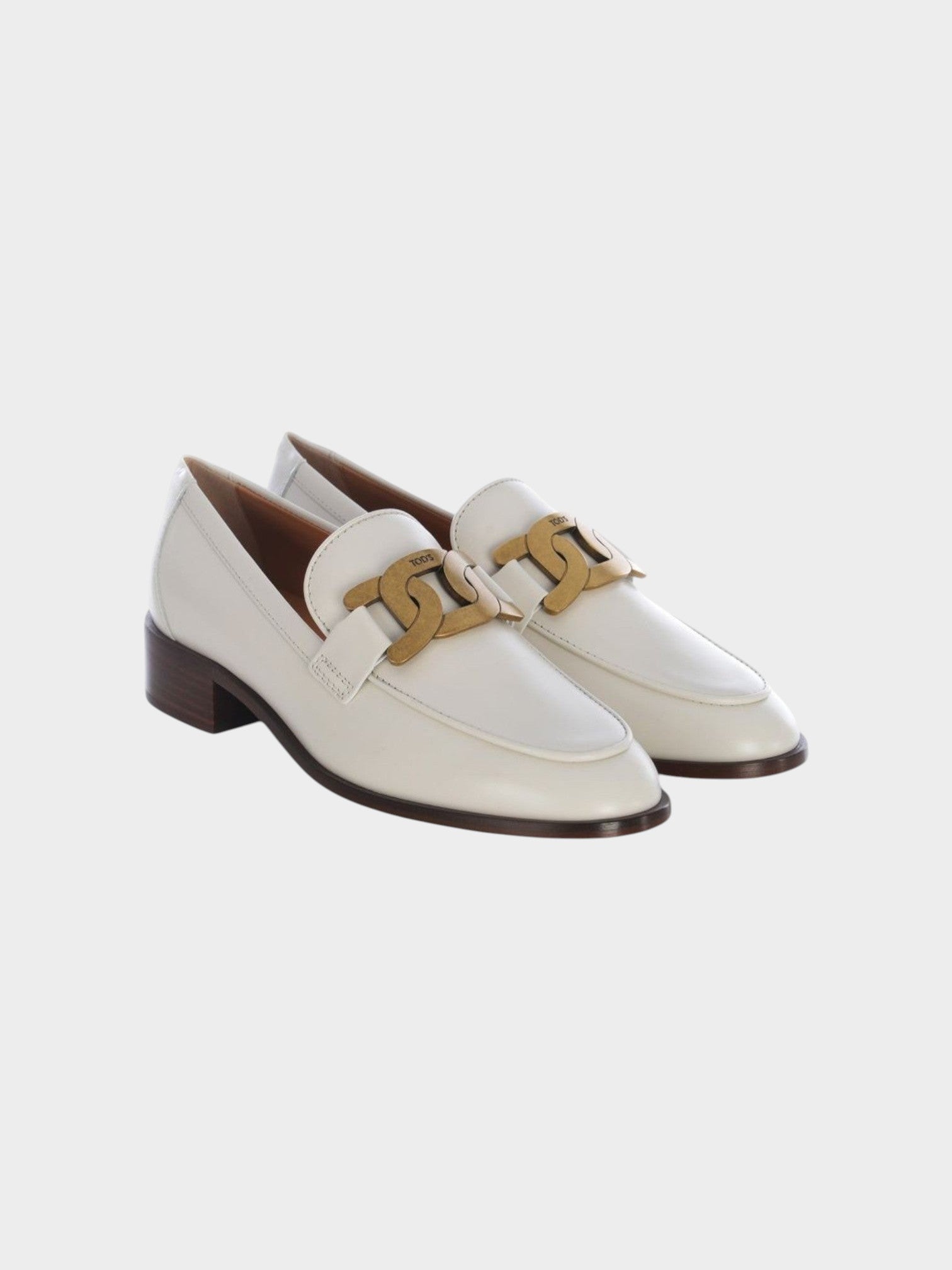 Tod's White Calfskin Slip-On Loafers-thumbmail-2