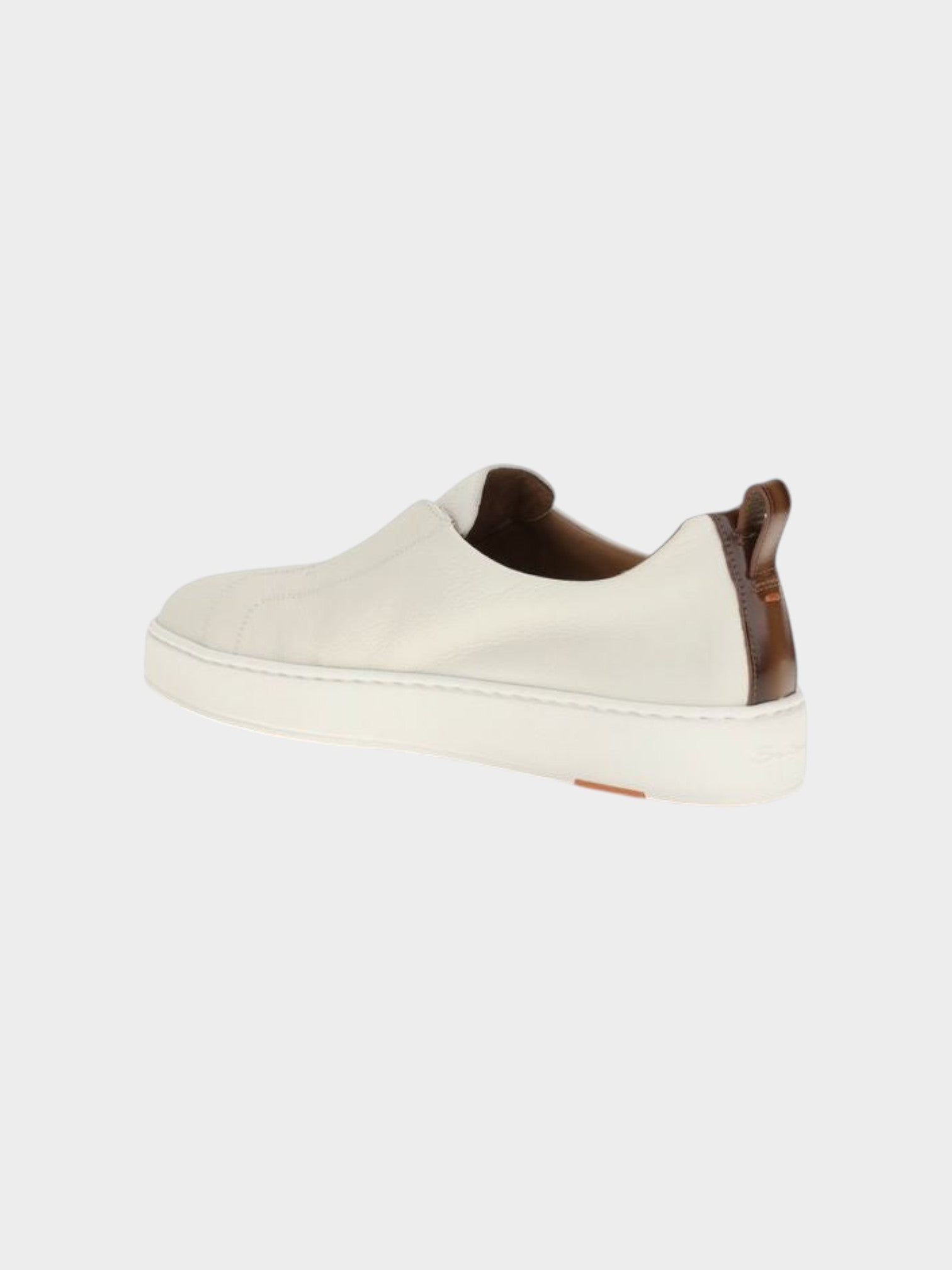 Santoni White Calf Leather Bos Taurus Low Top Sneakers-thumbmail-3