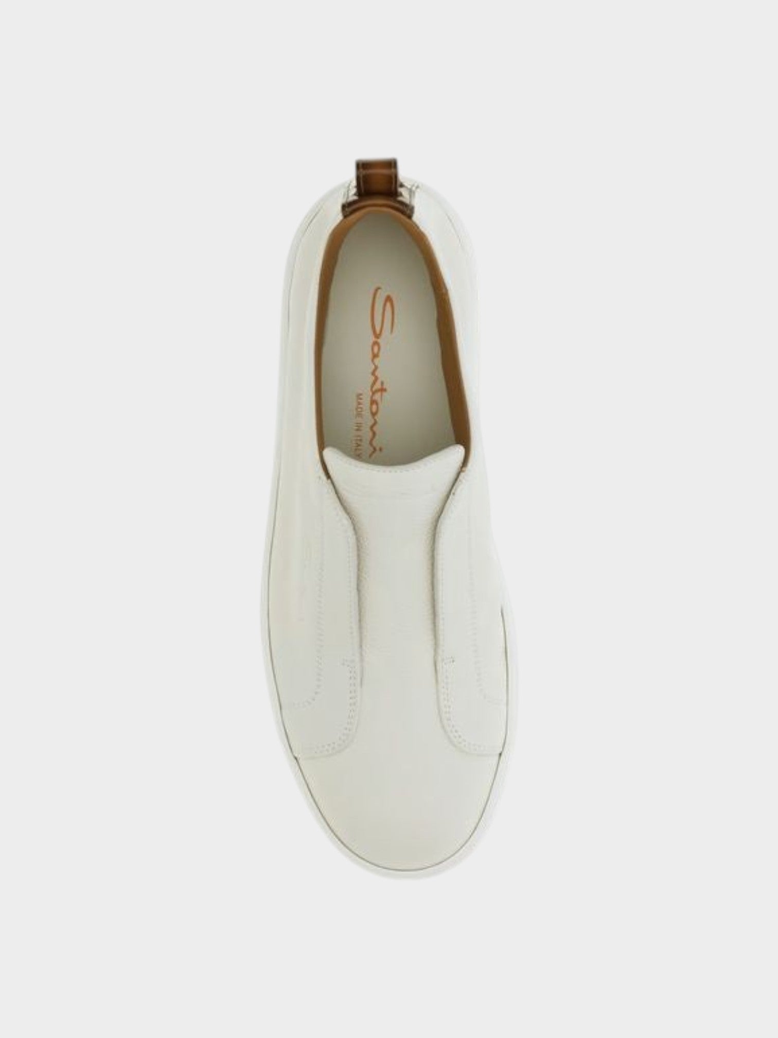 Santoni White Calf Leather Bos Taurus Low Top Sneakers-thumbmail-4
