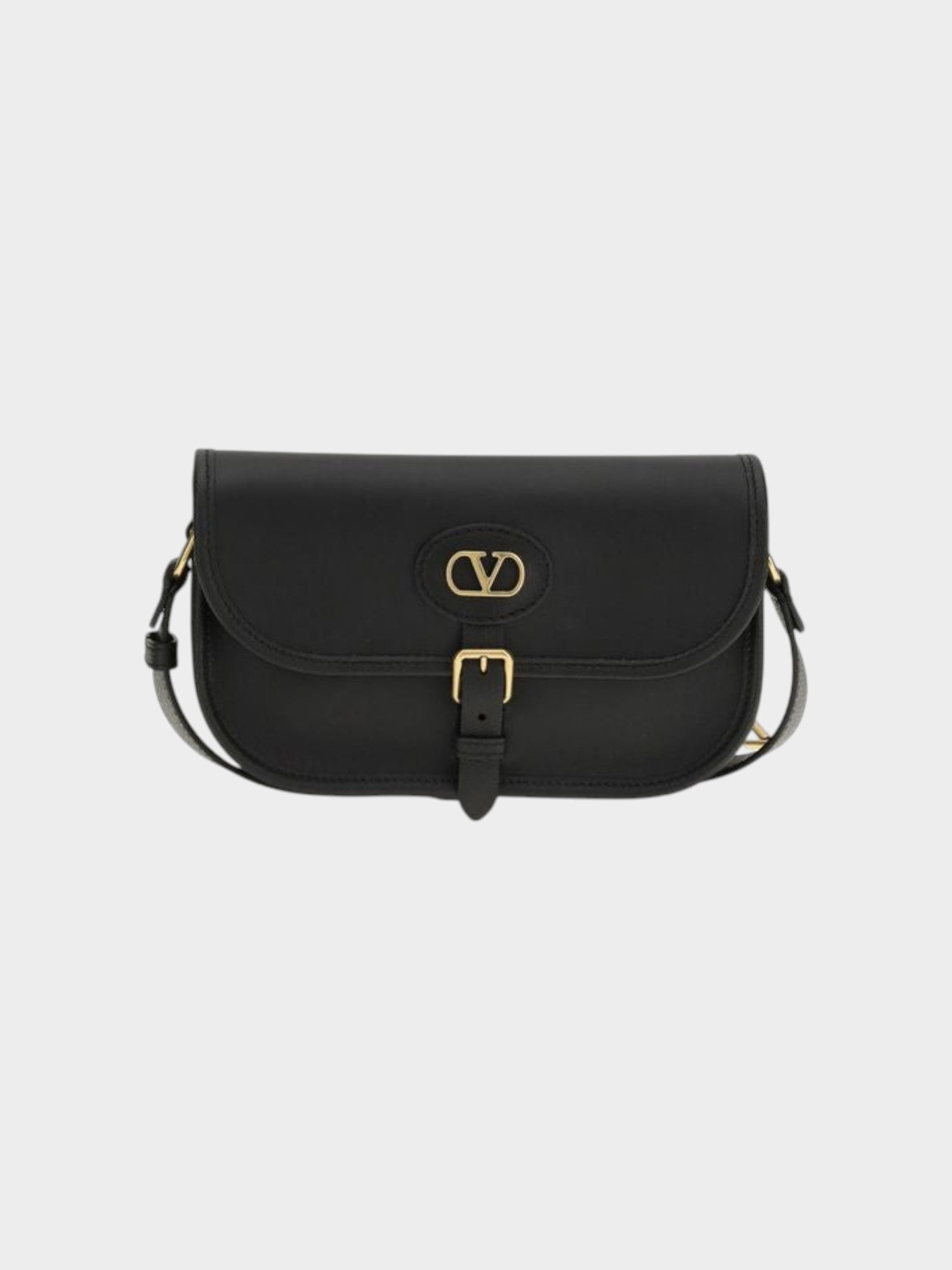 Valentino Garavani Black Calf Leather Bos Taurus Shoulder Bag