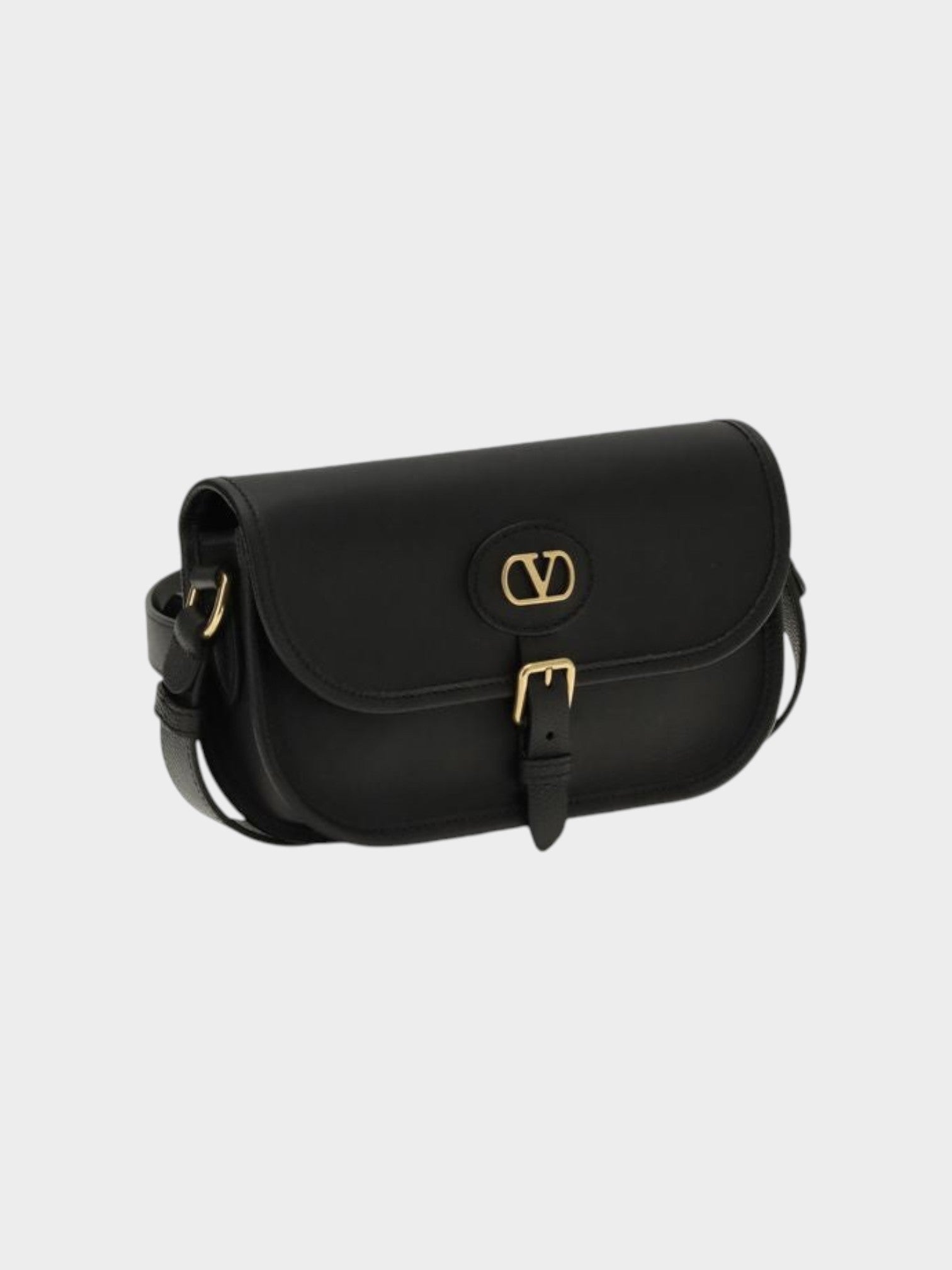 Valentino Garavani Black Calf Leather Bos Taurus Shoulder Bag-thumbmail-2
