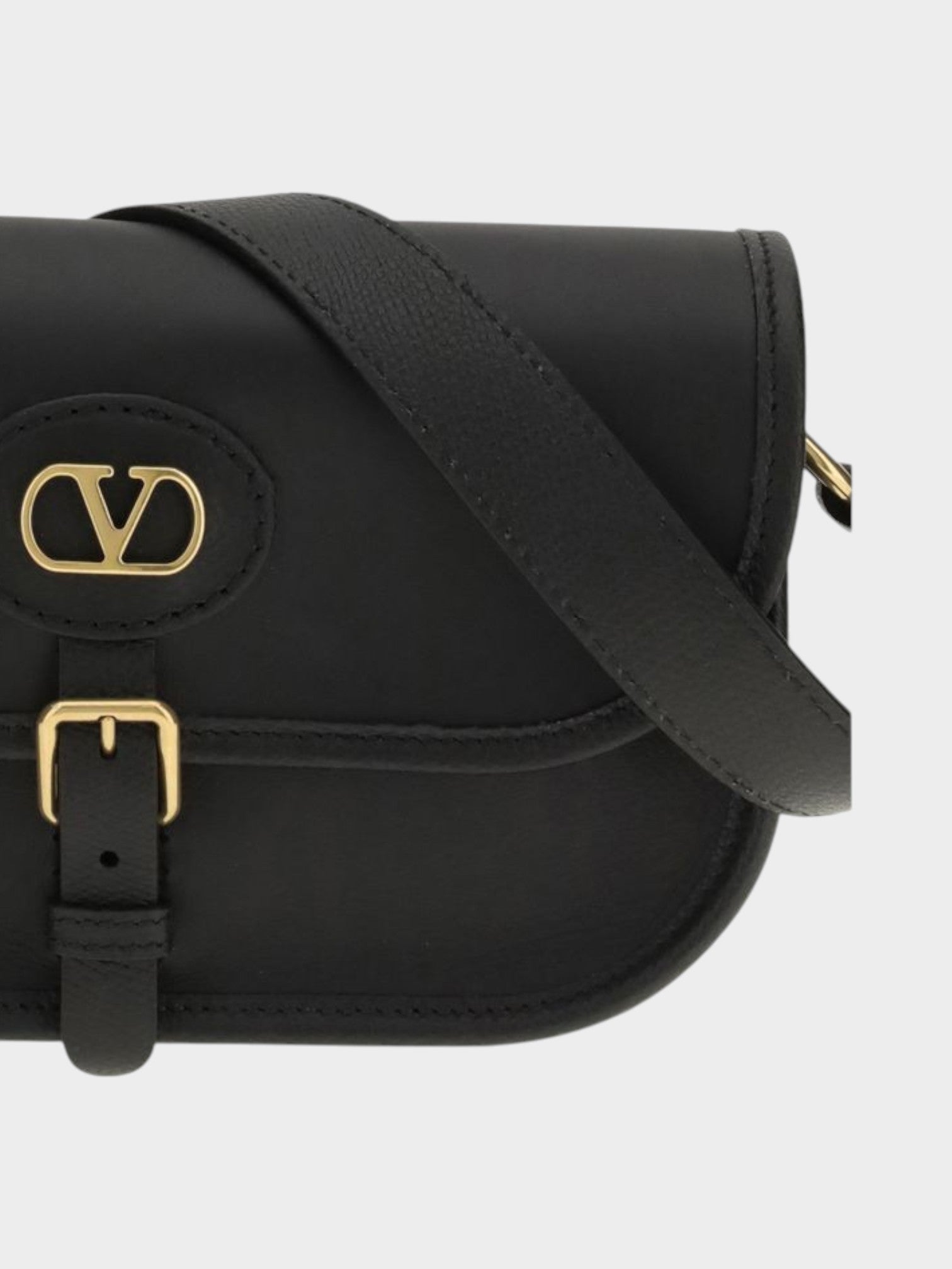 Valentino Garavani Black Calf Leather Bos Taurus Shoulder Bag-thumbmail-4