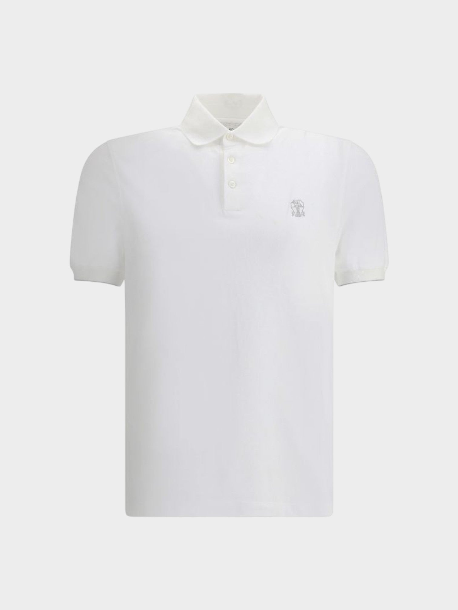 Brunello Cucinelli White Cotton Polo Shirt