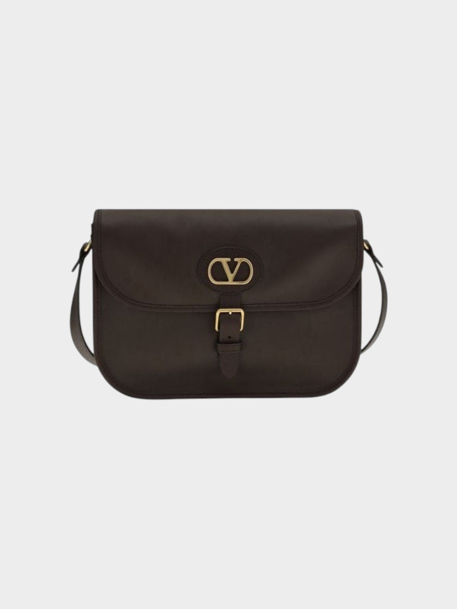 Valentino Garavani Brown Calf Leather Bos Taurus Shoulder Bag