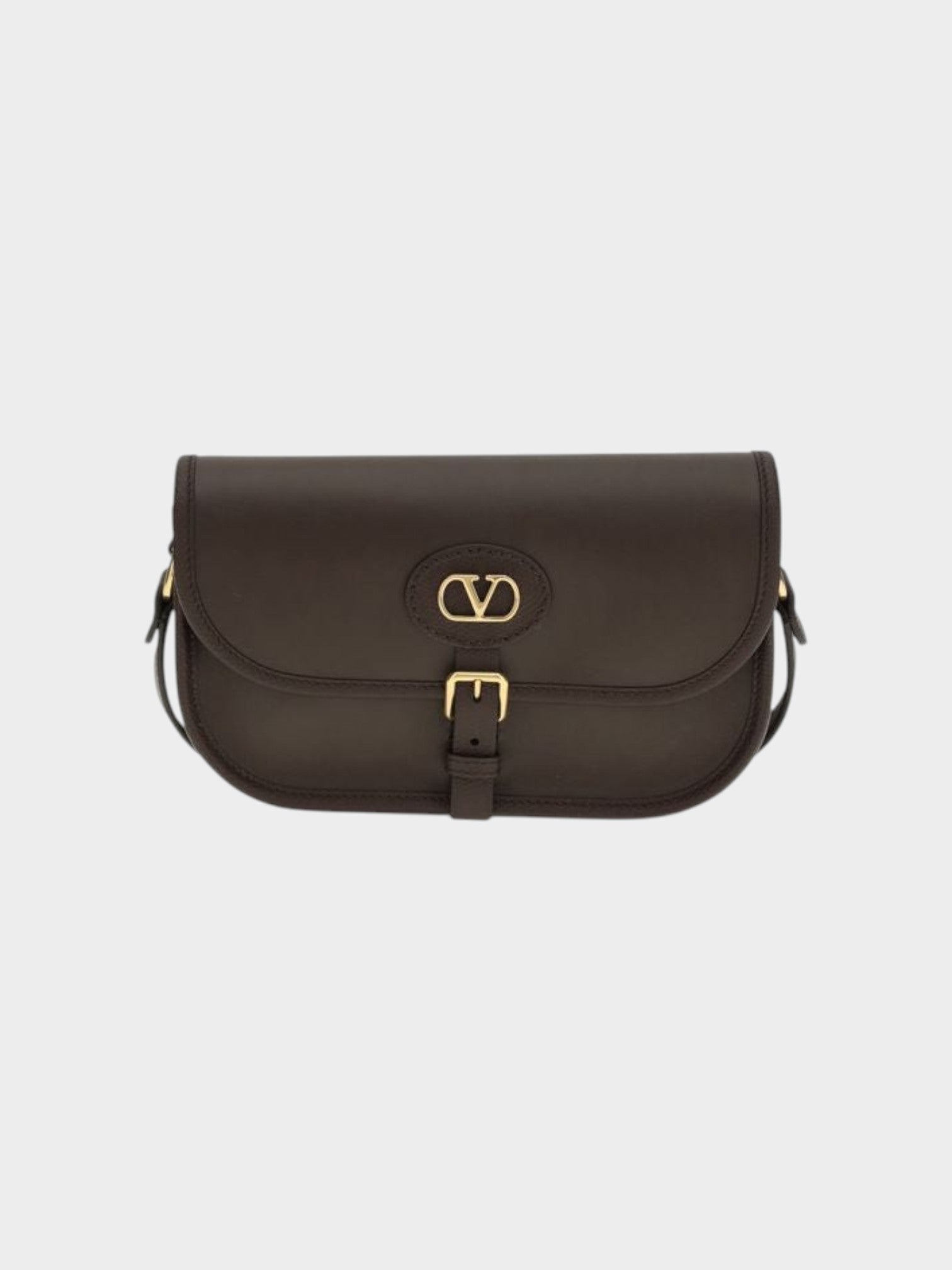 Valentino Garavani Brown Calf Leather Bos Taurus Shoulder Bag