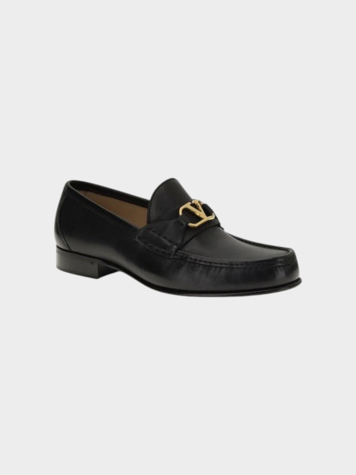 Valentino Garavani Black Calf Leather Bos Taurus Slip-On Loafers-thumbmail-2