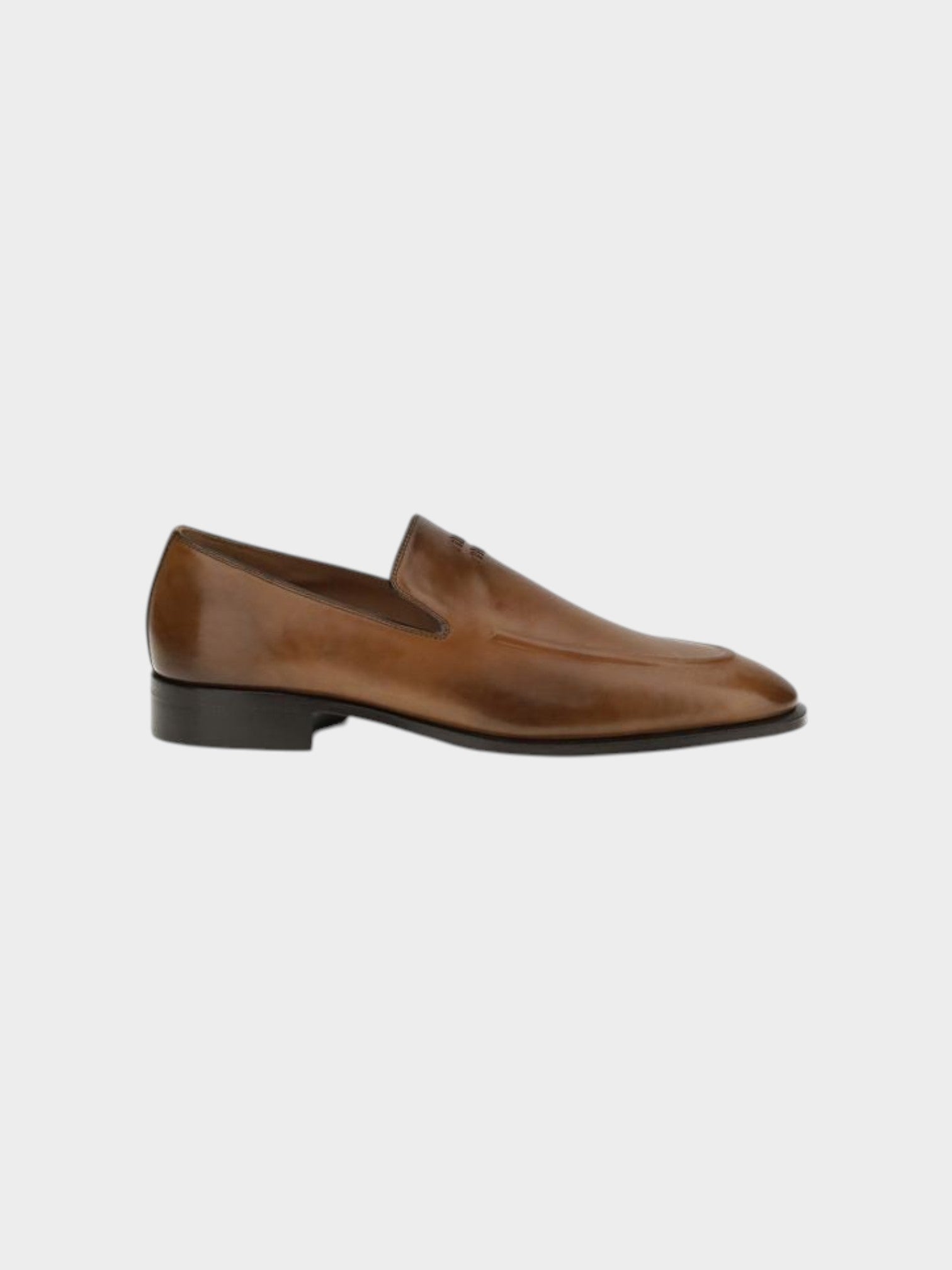 Miu Miu Brown Calf Leather Bos Taurus Slip-On Loafers