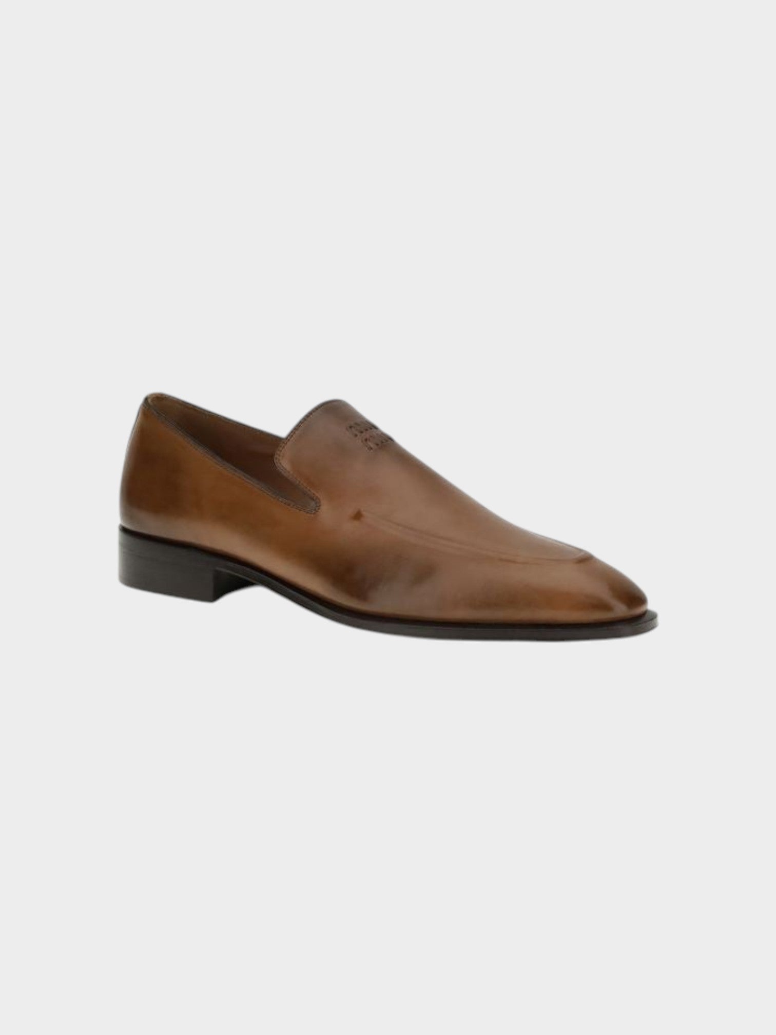 Miu Miu Brown Calf Leather Bos Taurus Slip-On Loafers-thumbmail-2
