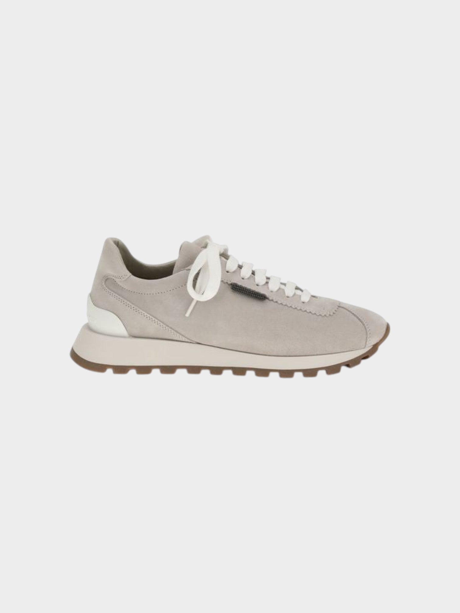 Brunello Cucinelli Gray Calf Leather Bos Taurus Chunky Sneakers