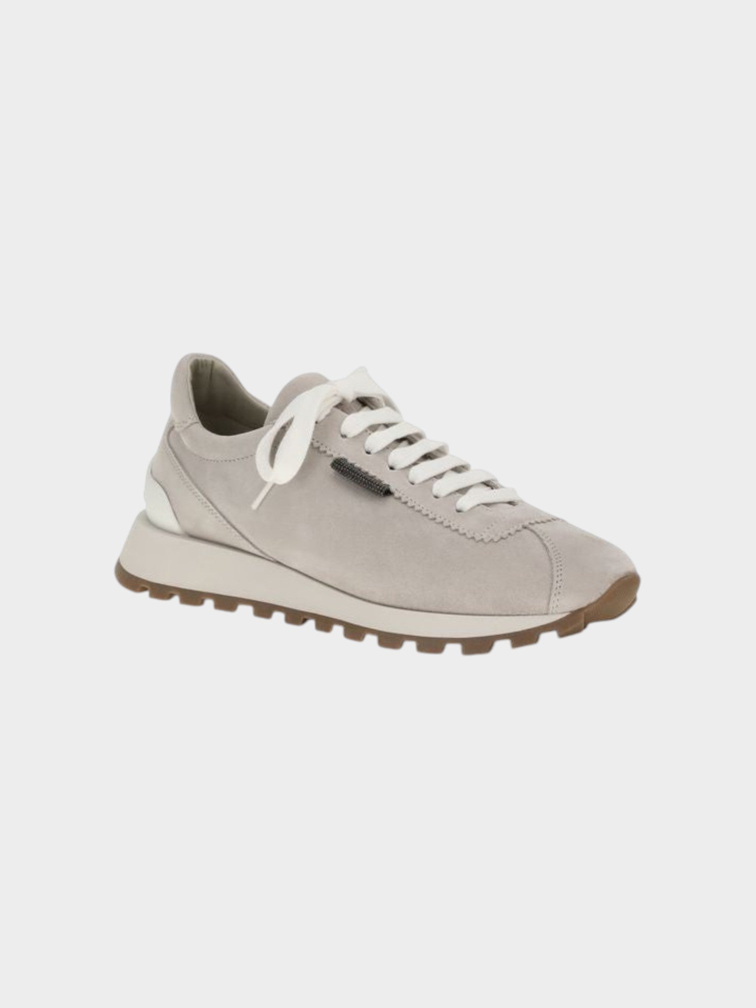 Brunello Cucinelli Gray Calf Leather Bos Taurus Chunky Sneakers-thumbmail-2