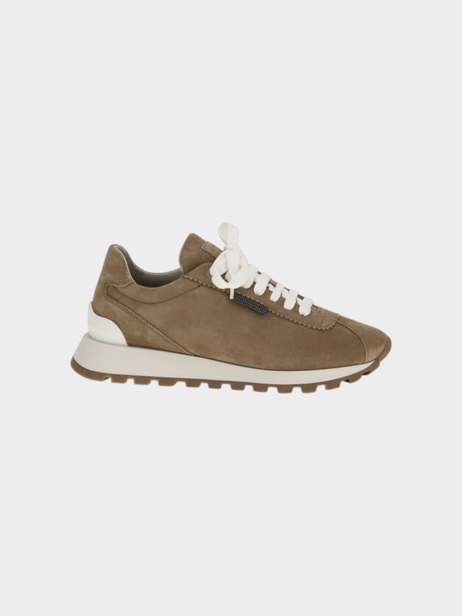 Brunello Cucinelli Beige Calf Leather Bos Taurus Platform Sneakers