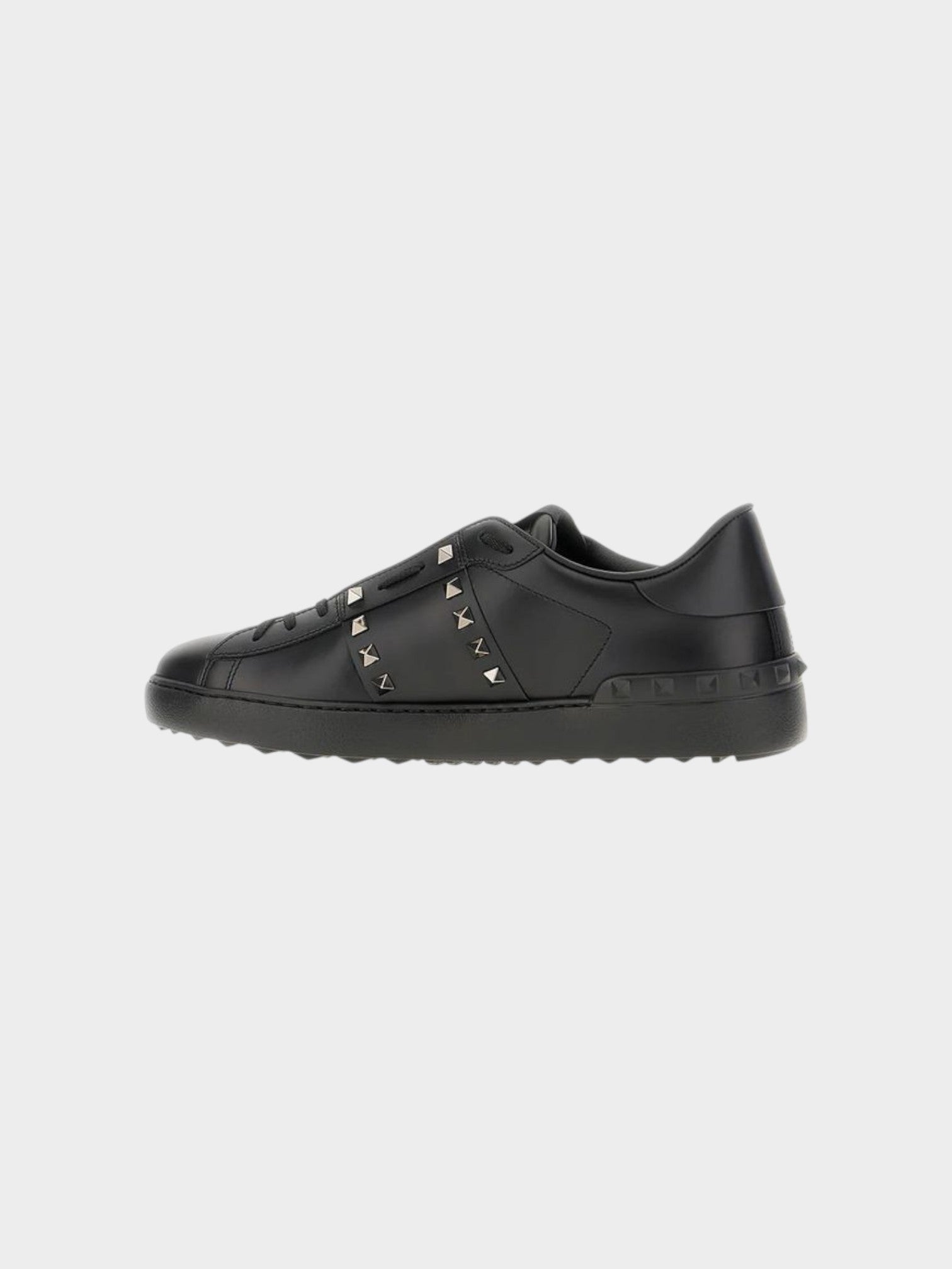 Valentino Garavani Black Leather Low Top Sneakers-thumbmail-3
