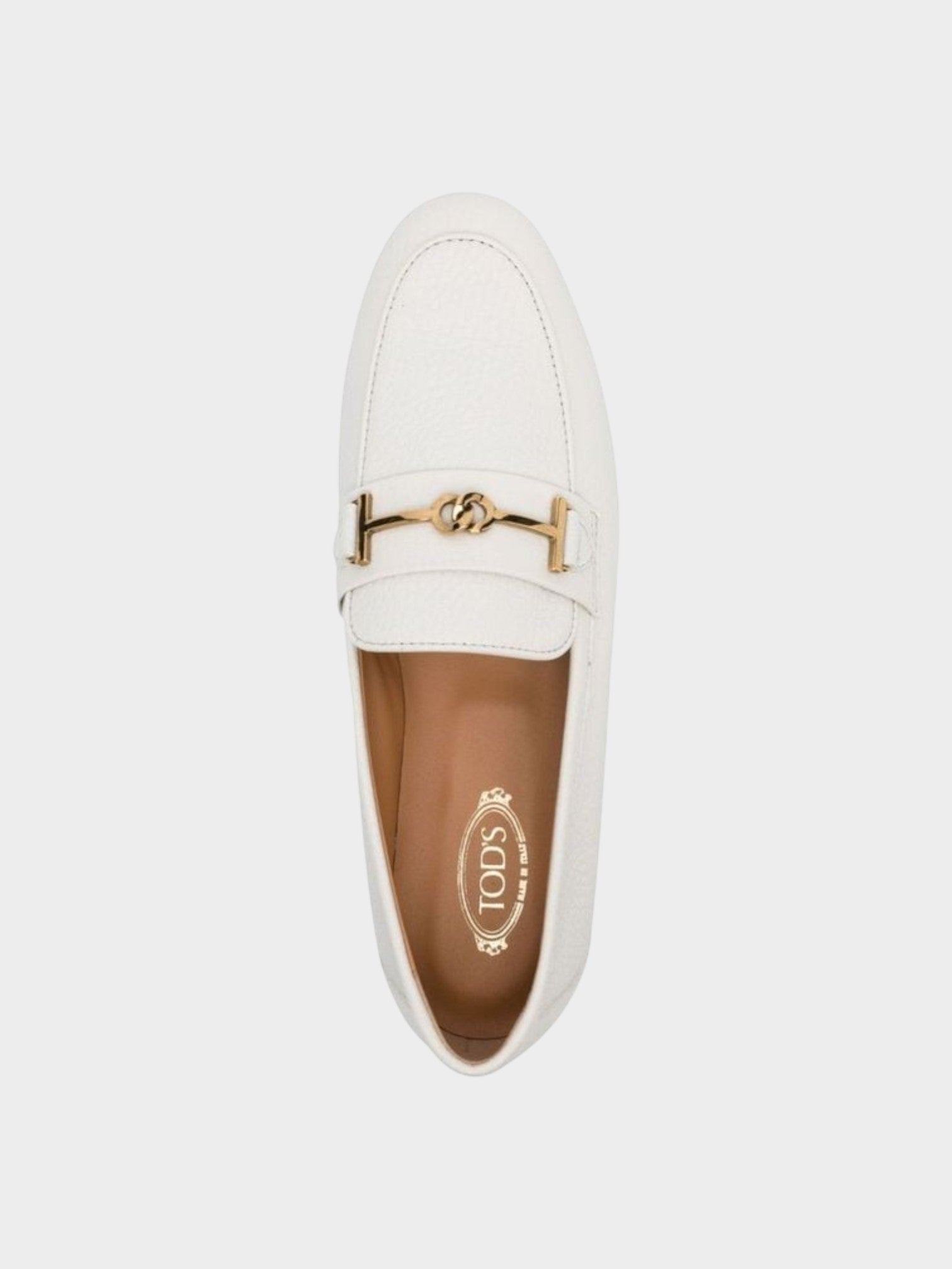Tod's White Calfskin Slip-On Loafers-thumbmail-4