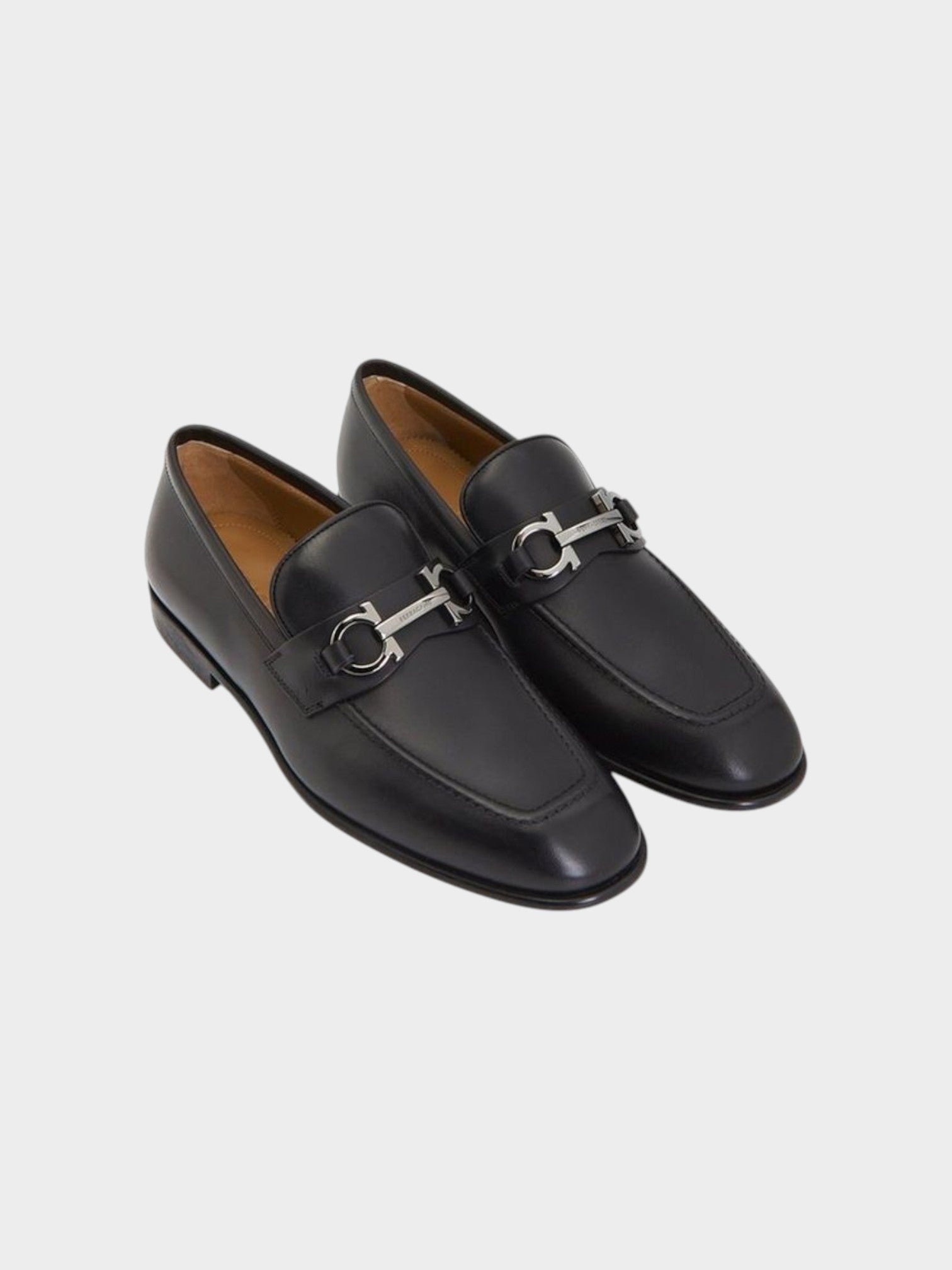 Salvatore Ferragamo Black Calfskin Slip-On Loafers-thumbmail-2