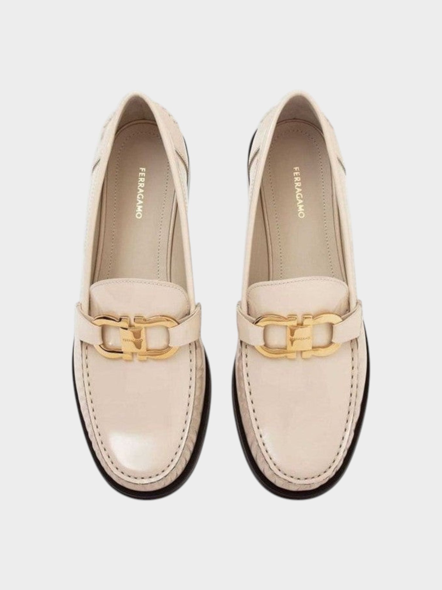 Salvatore Ferragamo White Calfskin Slip-On Loafers-thumbmail-3