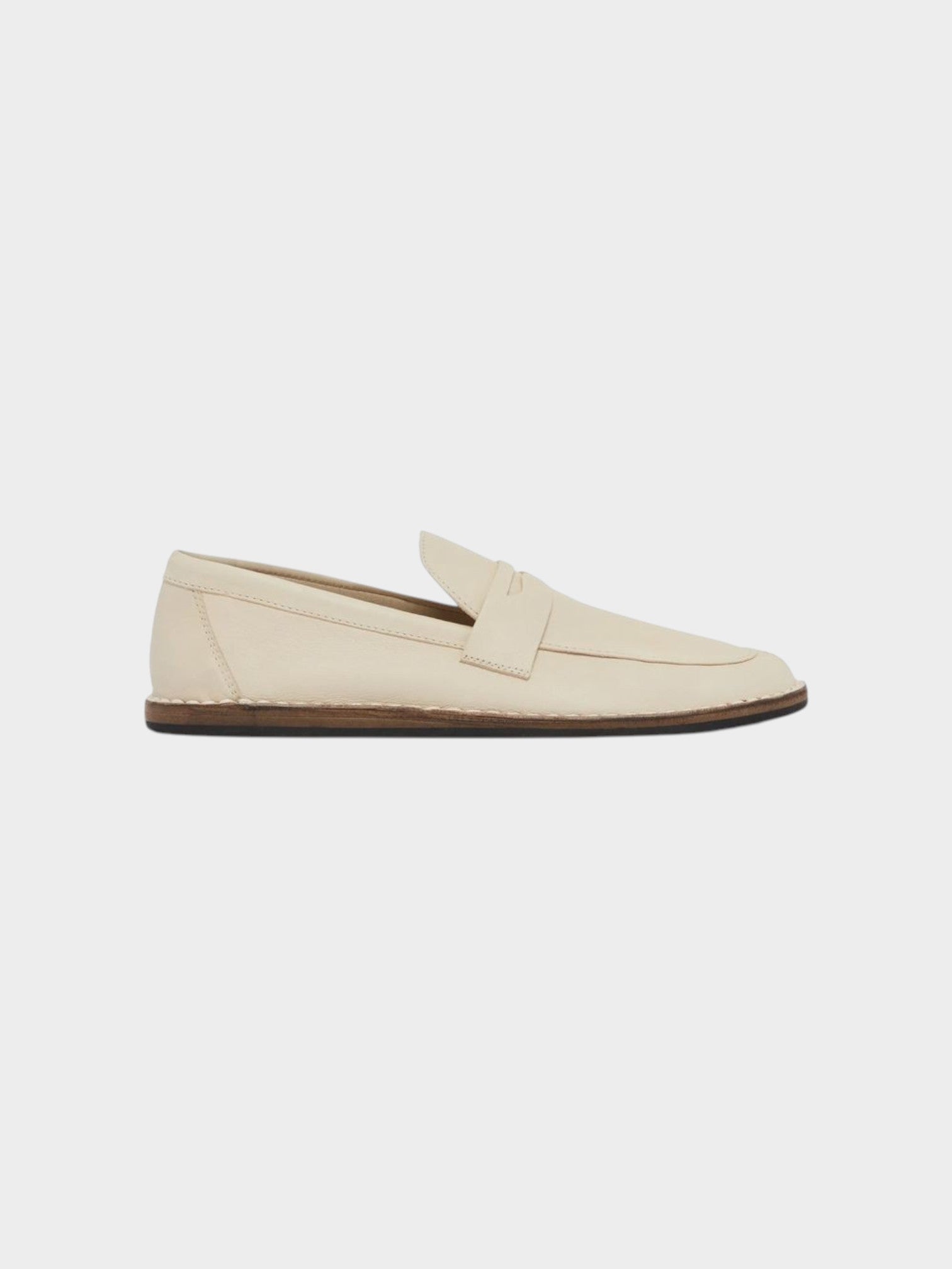 The Row White Calfskin Slip-On Loafers