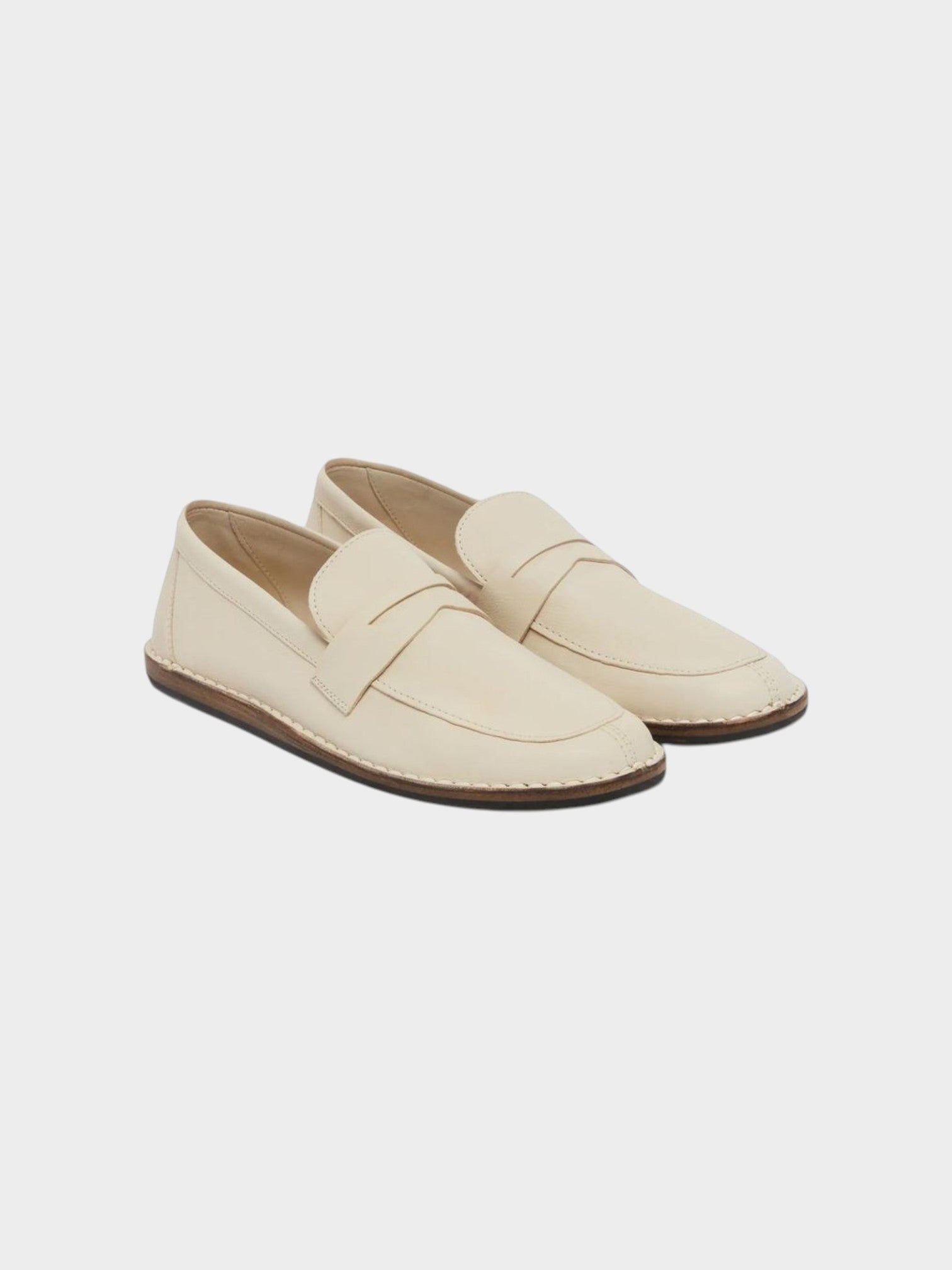 The Row White Calfskin Slip-On Loafers-thumbmail-2