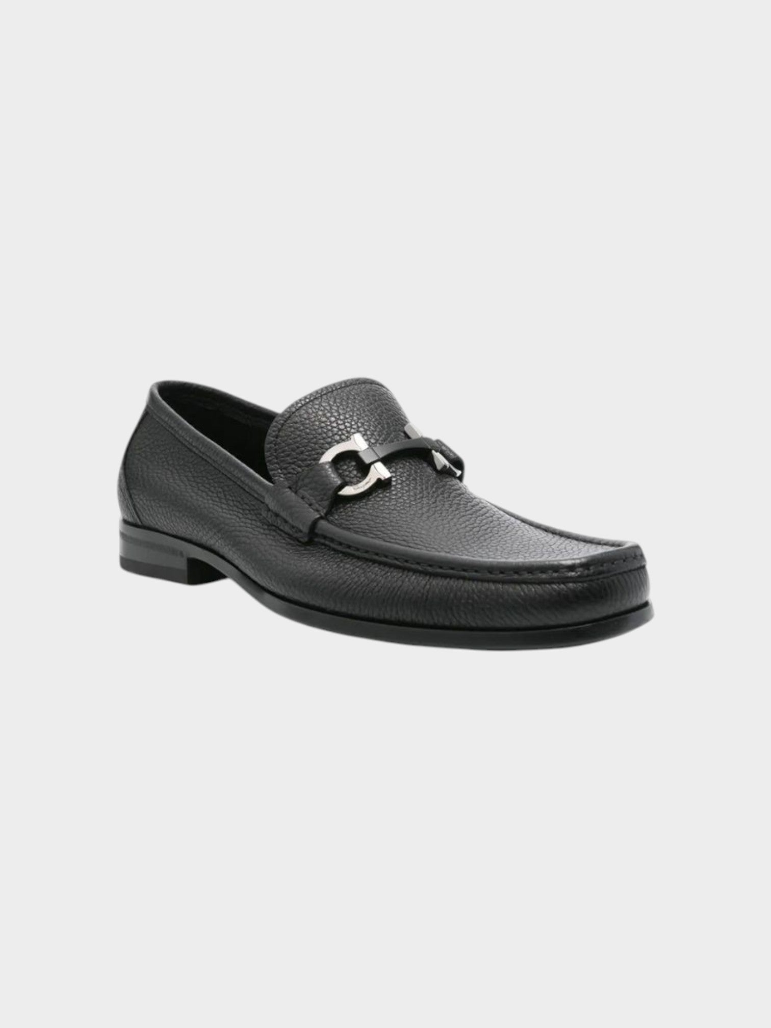 Salvatore Ferragamo Black Calfskin Slip-On Loafers-thumbmail-2