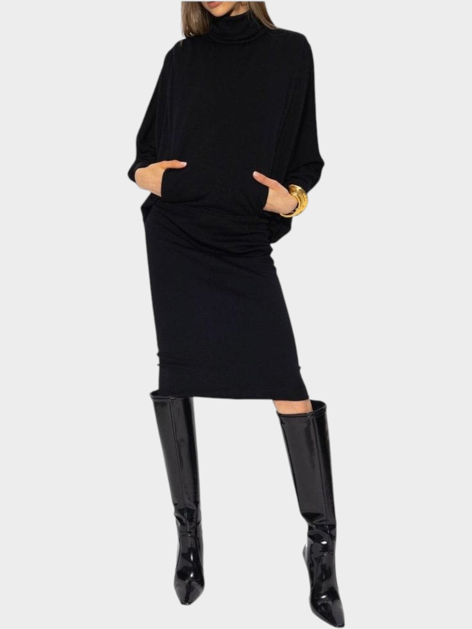 Saint Laurent Black Wool Casual Dress-thumbmail-2