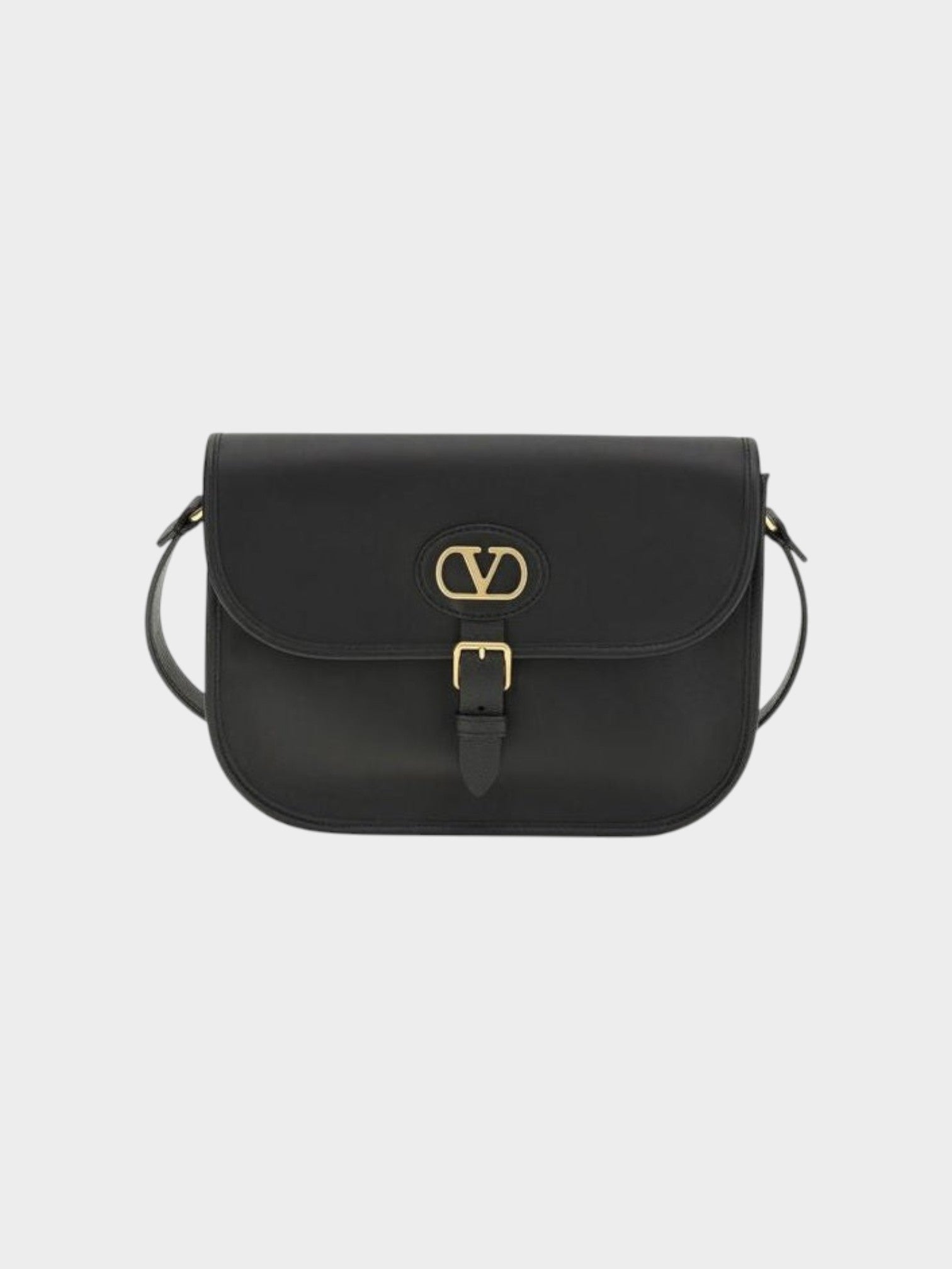 Valentino Garavani Black Calf Leather Bos Taurus Shoulder Bag