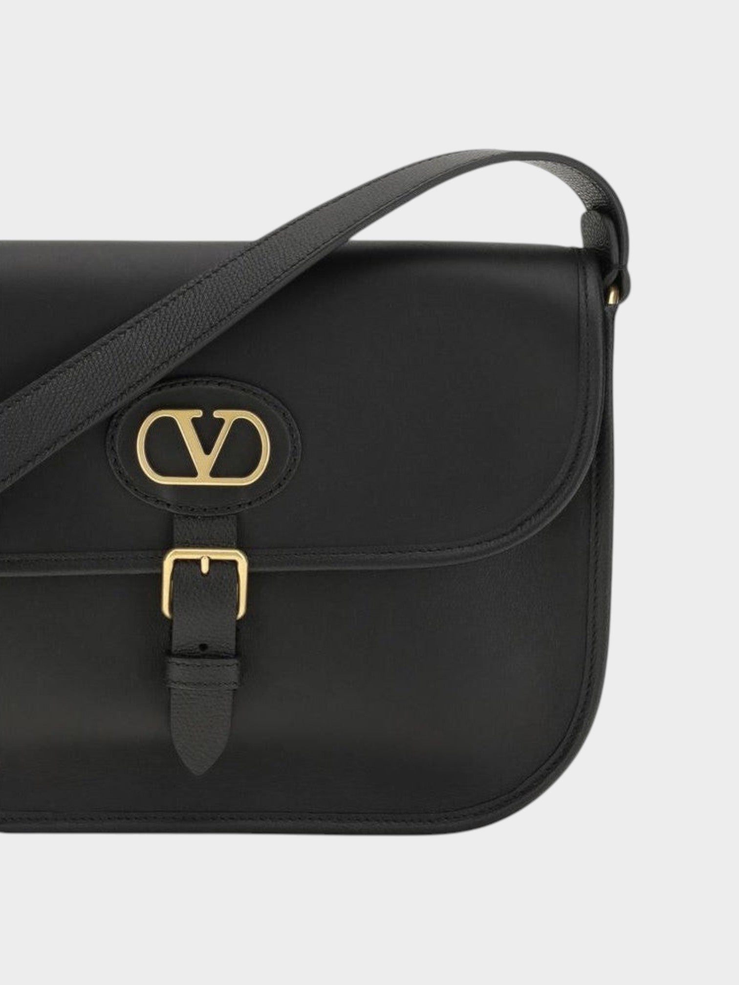 Valentino Garavani Black Calf Leather Bos Taurus Shoulder Bag-thumbmail-4