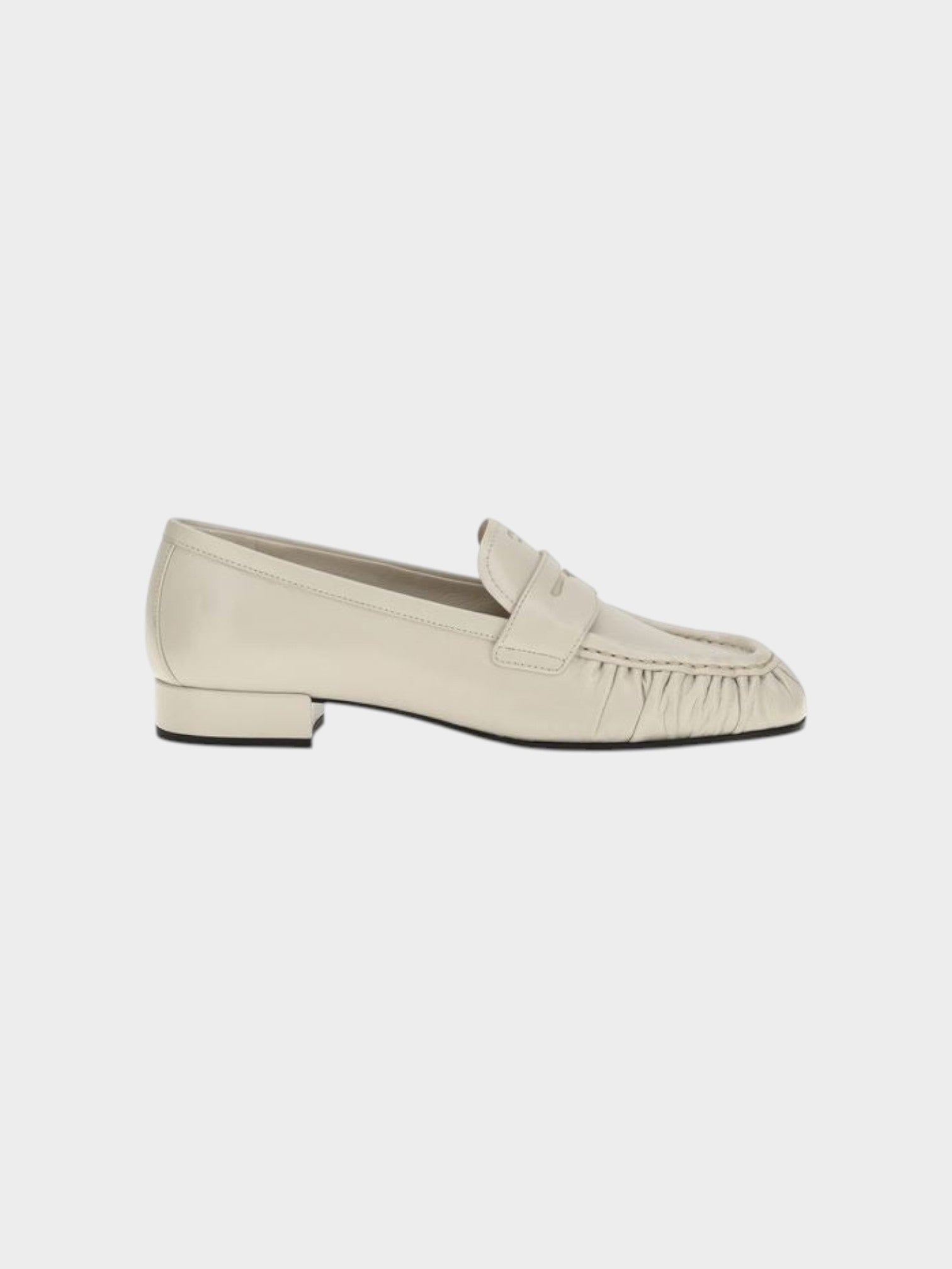 Prada Beige Calf Leather Bos Taurus Slip-On Loafers
