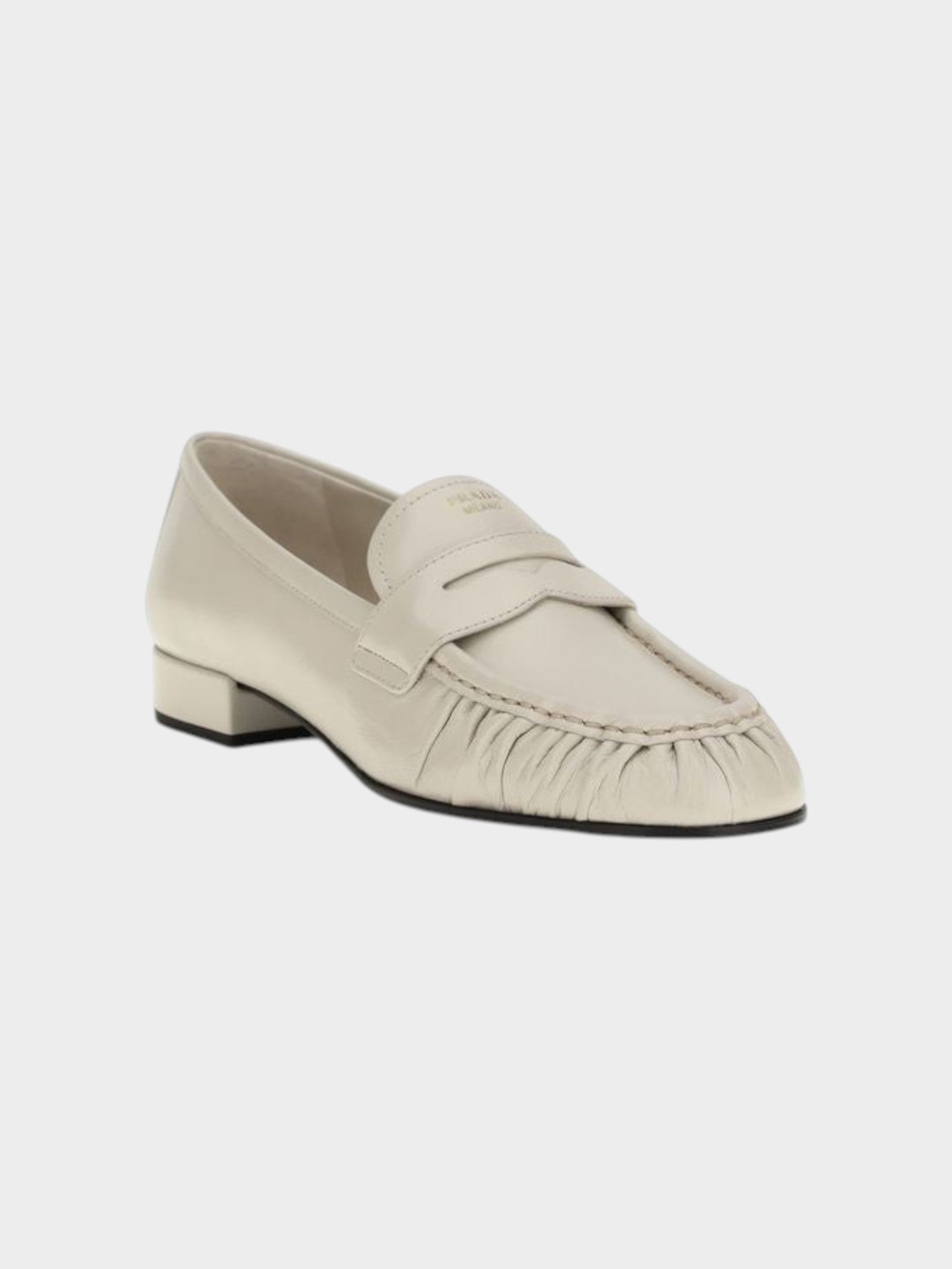 Prada Beige Calf Leather Bos Taurus Slip-On Loafers-thumbmail-2