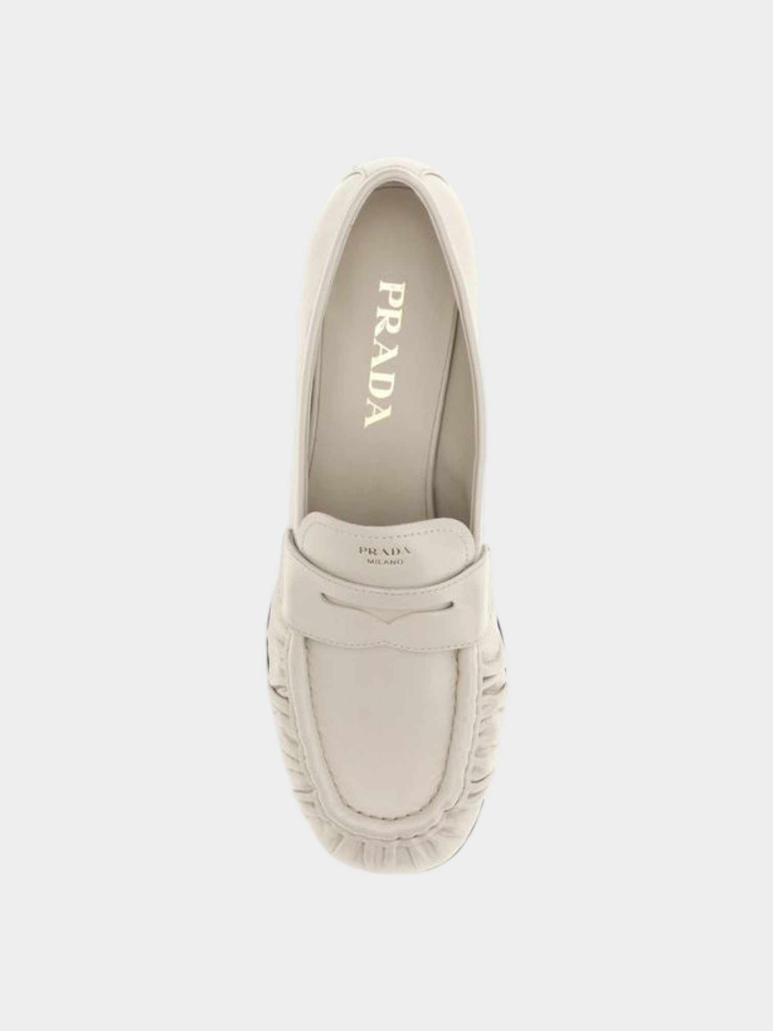 Prada Beige Calf Leather Bos Taurus Slip-On Loafers-thumbmail-4