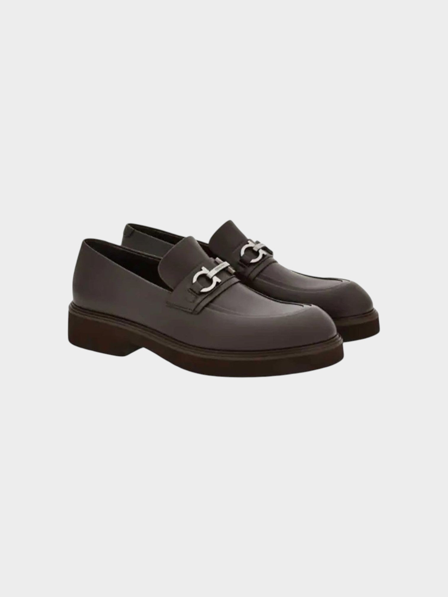 Salvatore Ferragamo Brown Calfskin Slip-On Loafers-thumbmail-2