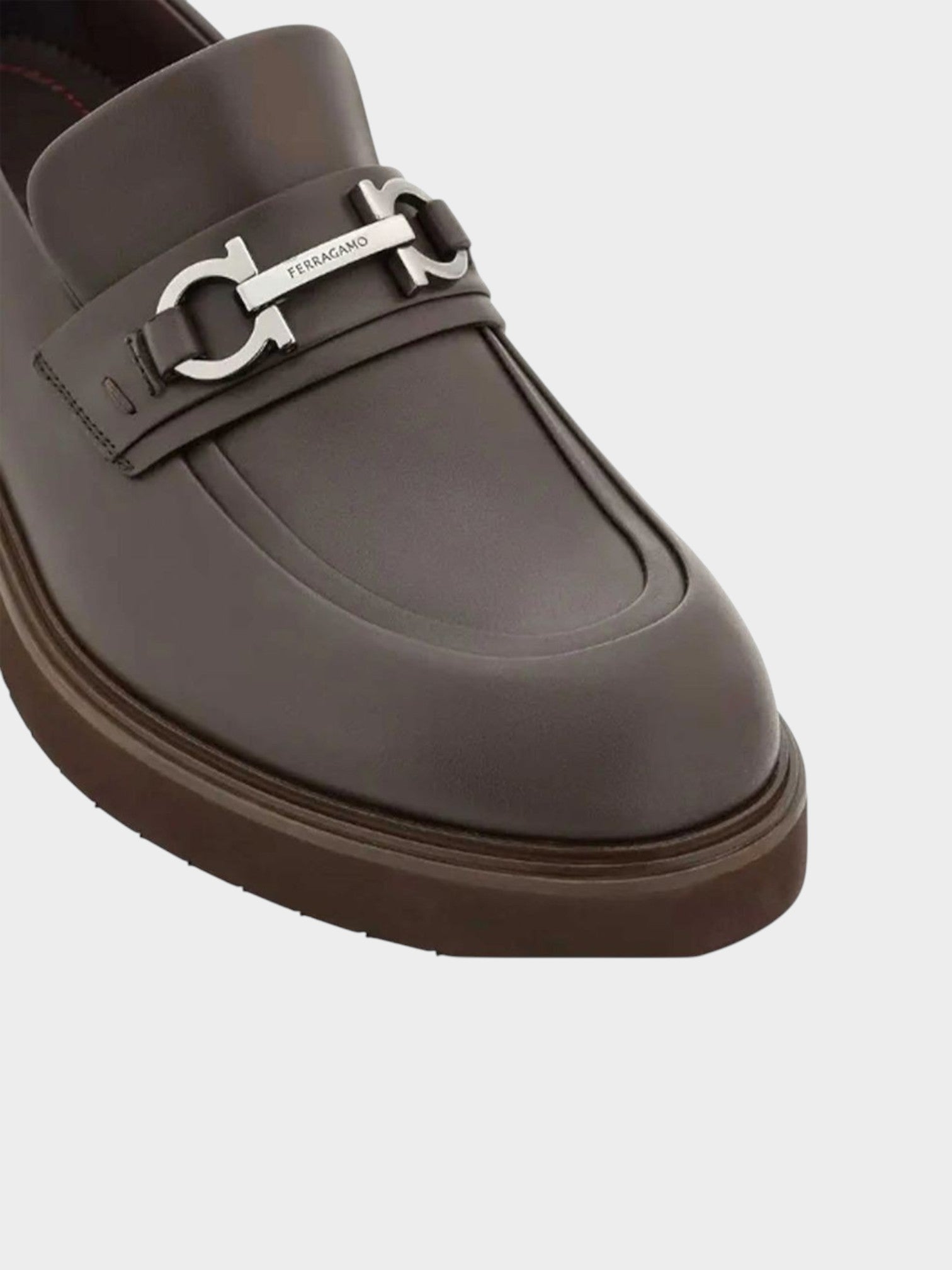 Salvatore Ferragamo Brown Calfskin Slip-On Loafers-thumbmail-4