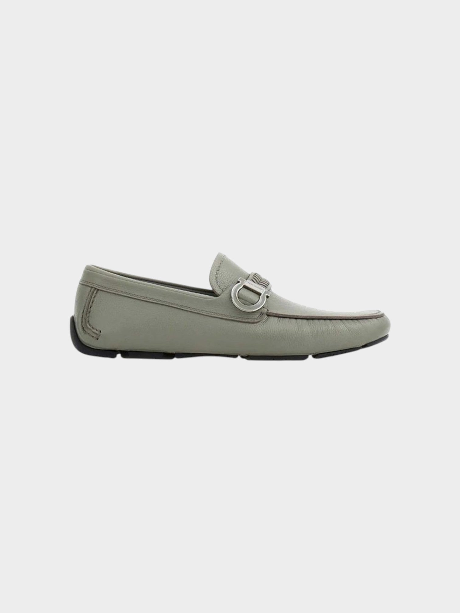 Salvatore Ferragamo Gray Calfskin Slip-On Loafers