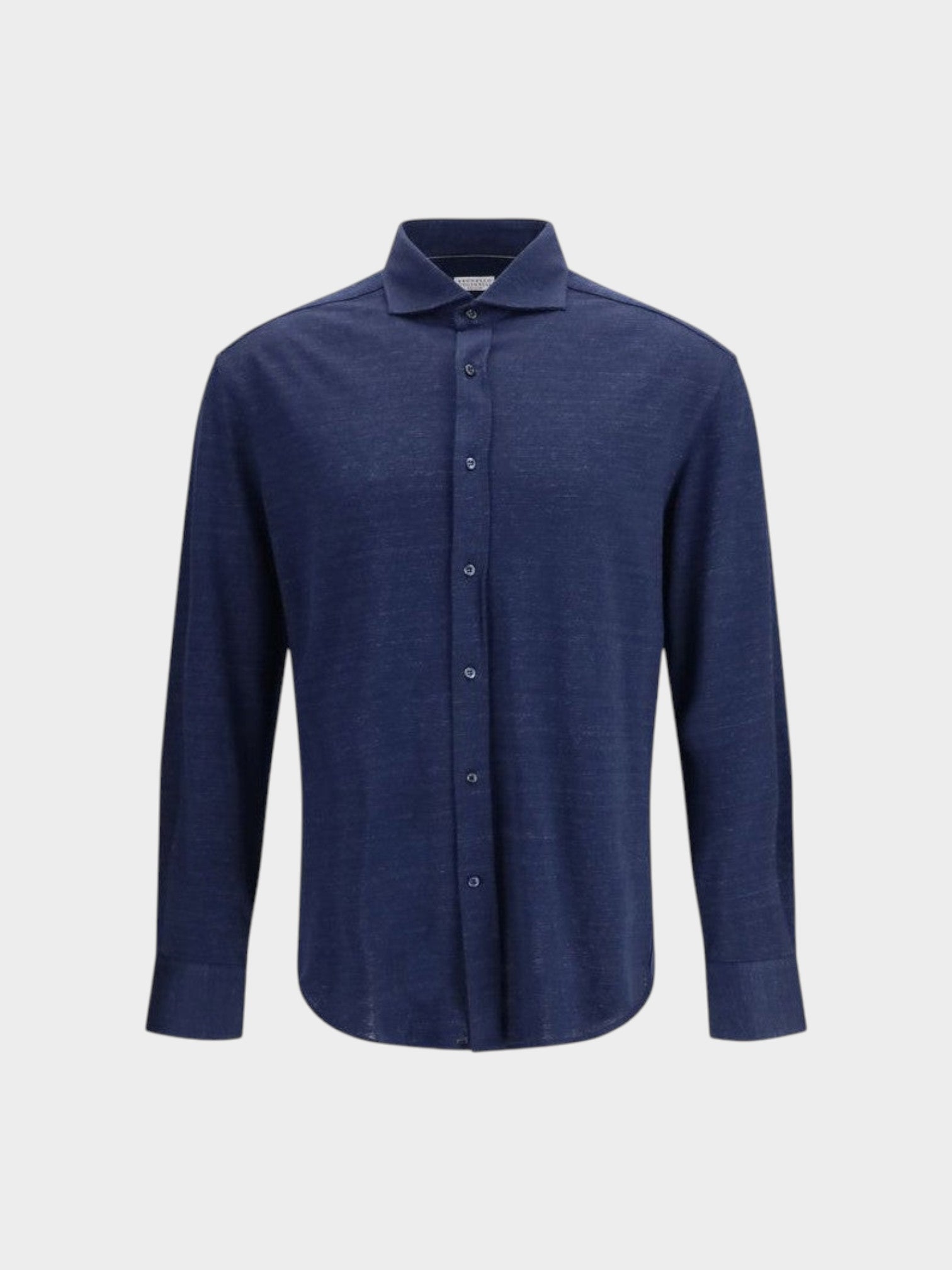 Brunello Cucinelli Blue Linen Dress Shirt