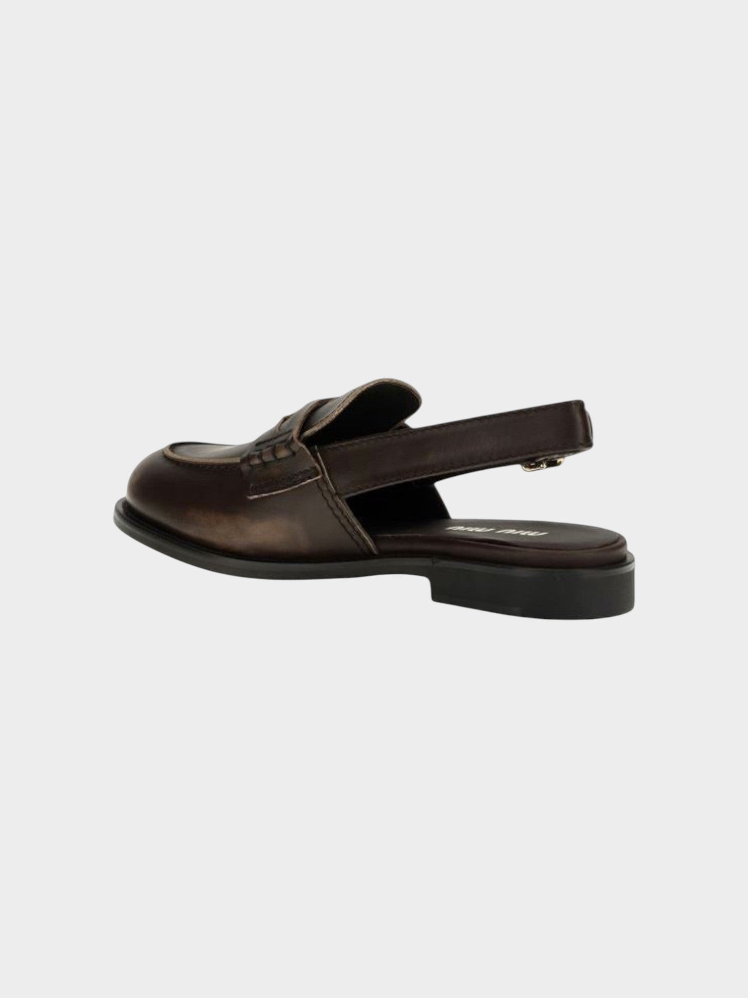 Miu Miu Brown Calf Leather Bos Taurus Slip-On Loafers-thumbmail-3