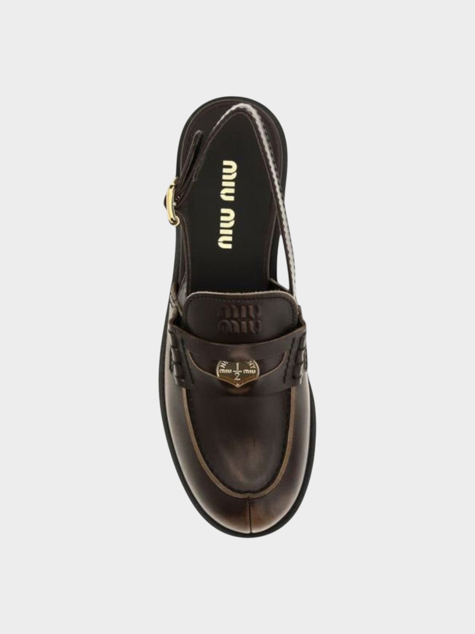 Miu Miu Brown Calf Leather Bos Taurus Slip-On Loafers-thumbmail-4