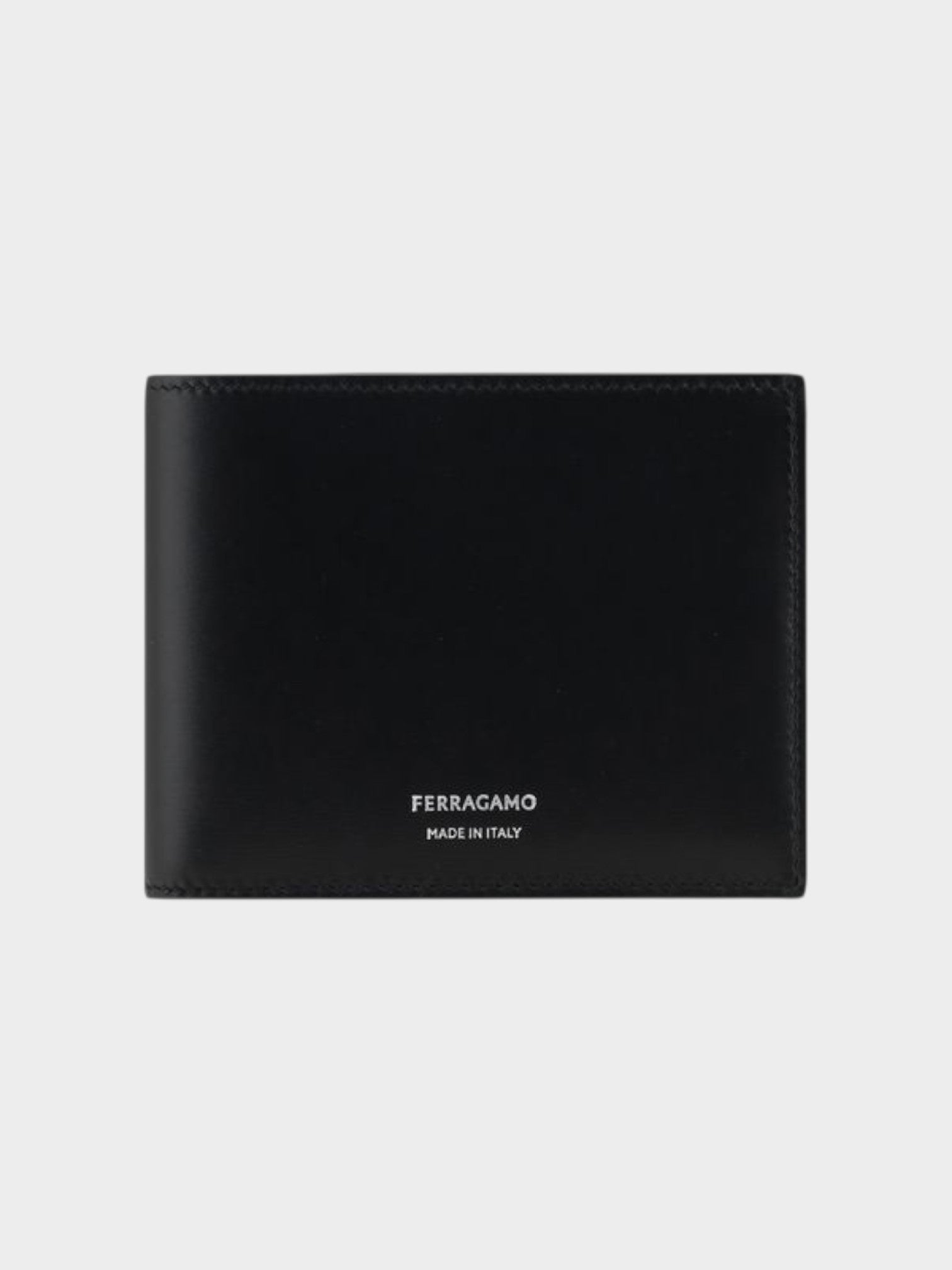Ferragamo Black Calf Leather Bos Taurus Wallet