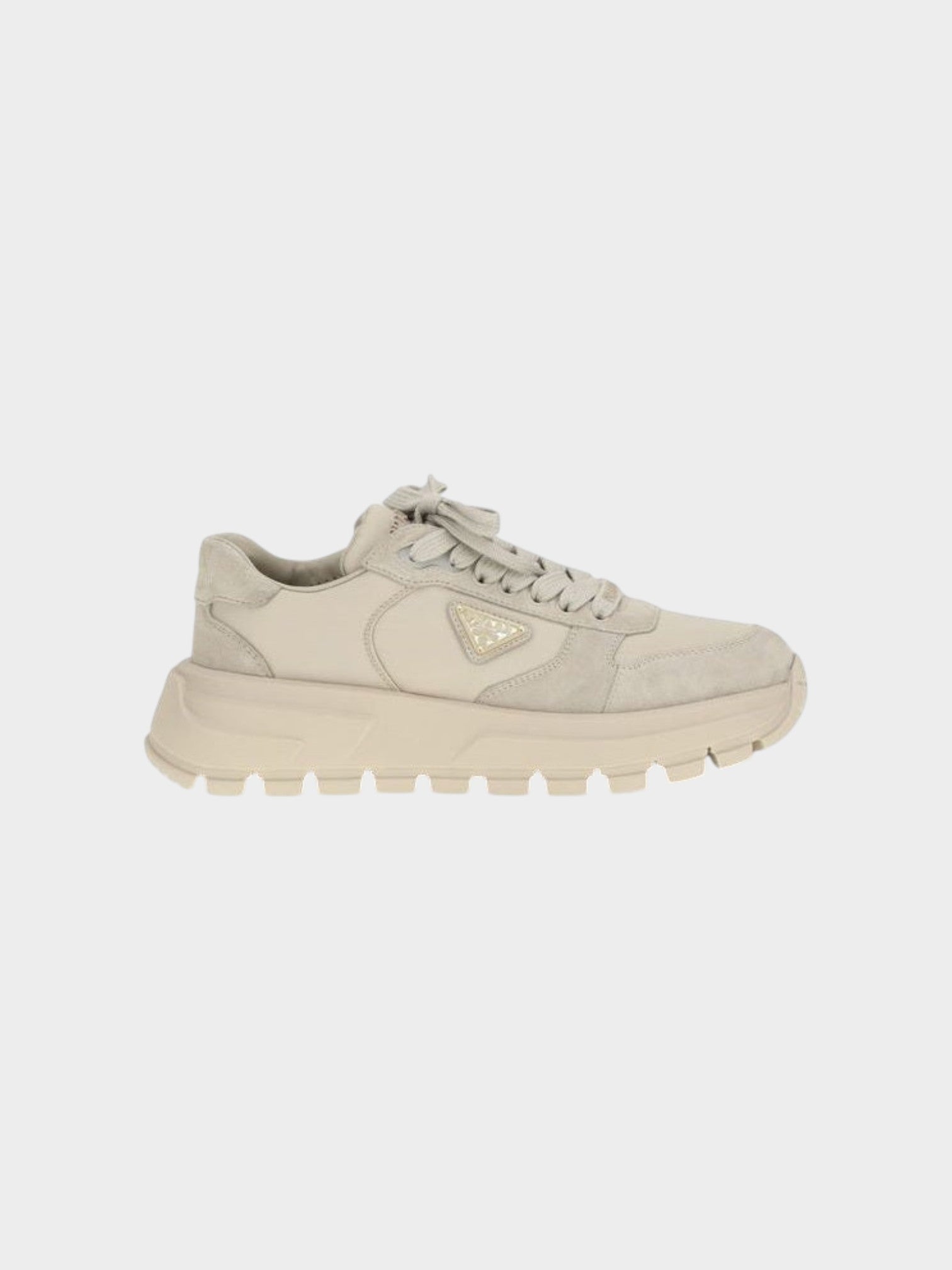 Prada Beige Calf Leather Bos Taurus Athletic Sneakers
