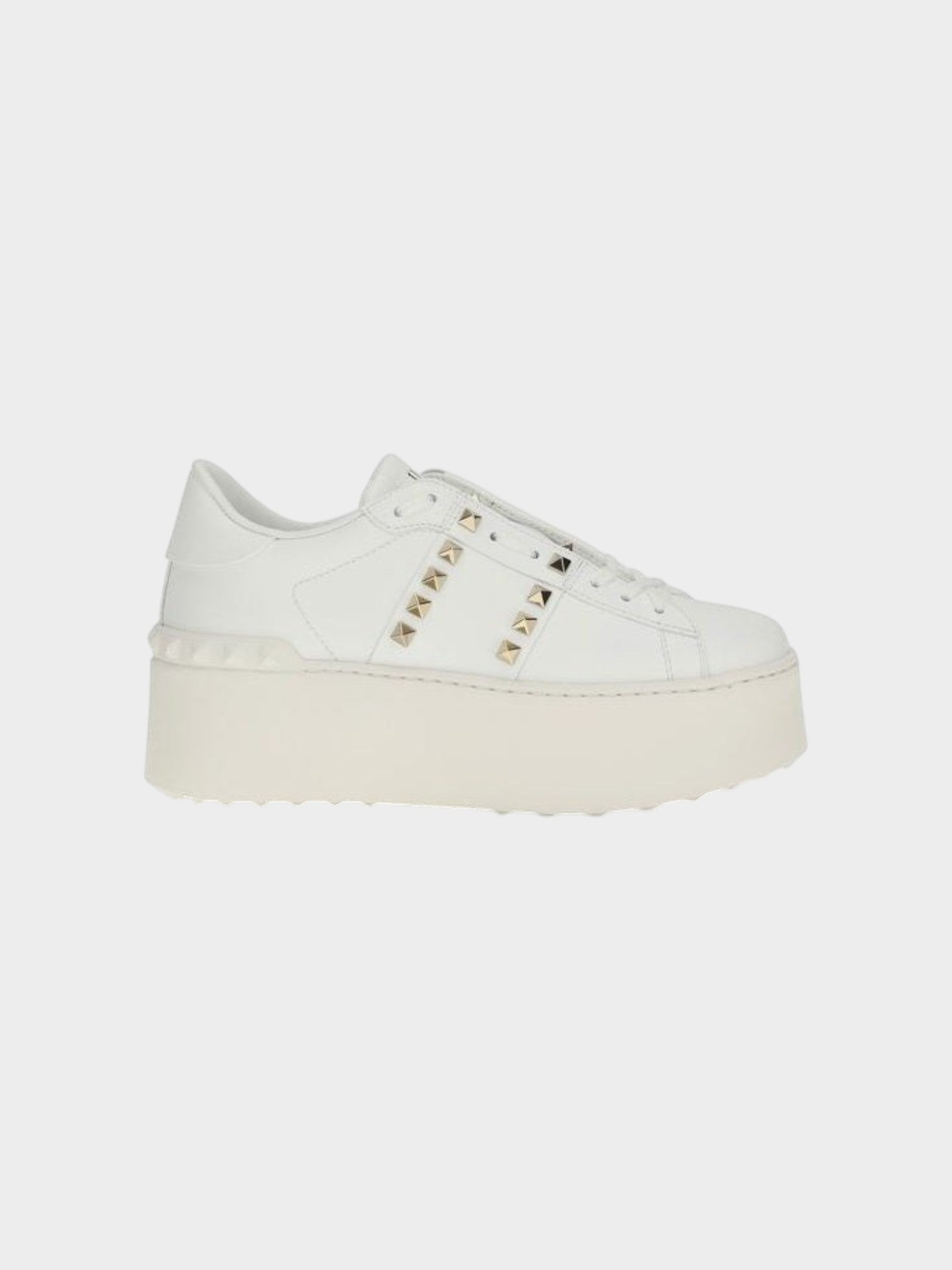 Valentino Garavani White Calf Leather Bos Taurus Platform Sneakers