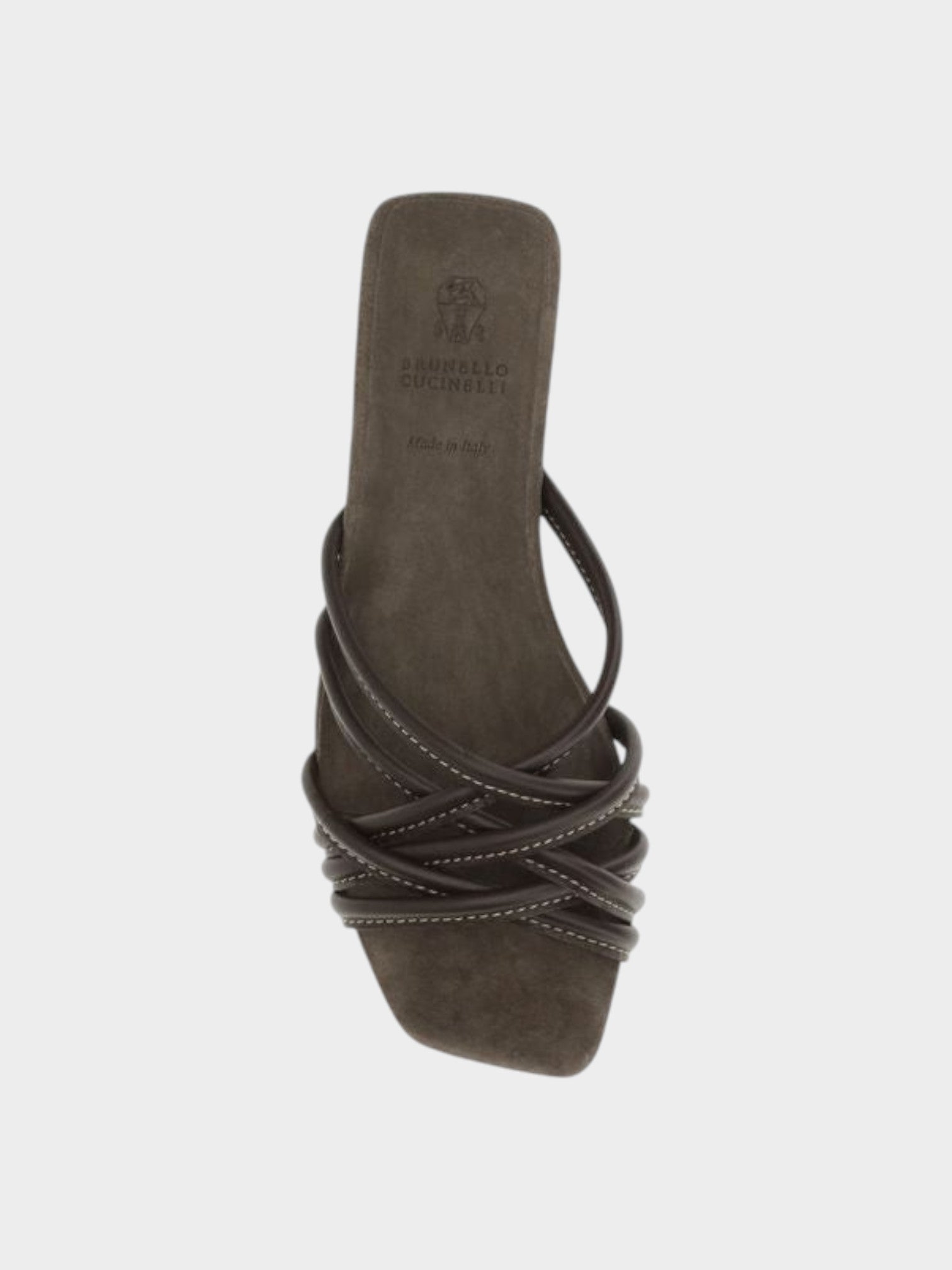 Brunello Cucinelli Brown Calf Leather Bos Taurus Flat Sandals-thumbmail-4
