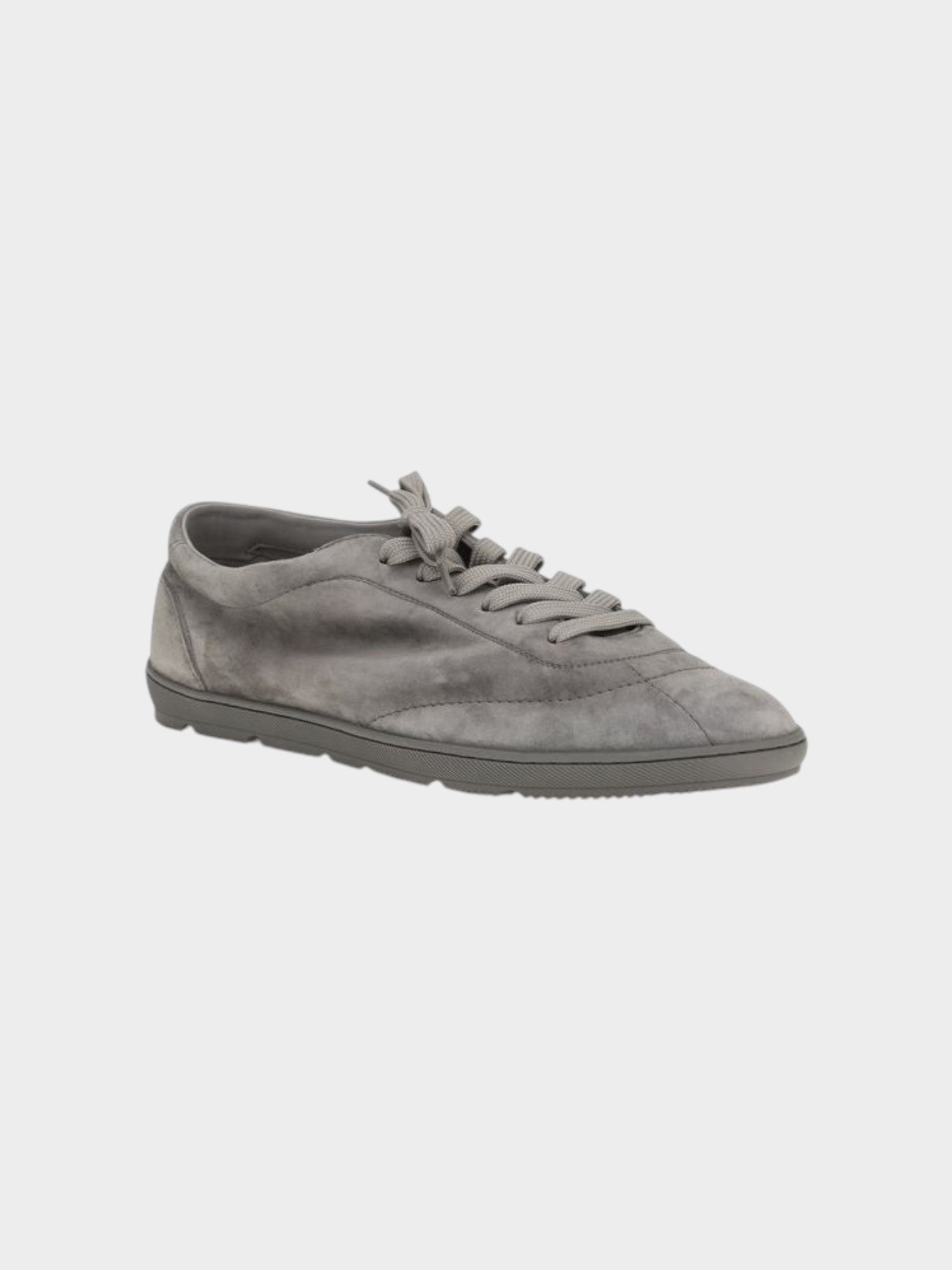 Brunello Cucinelli Gray Calf Leather Bos Taurus Low Top Sneakers-thumbmail-2