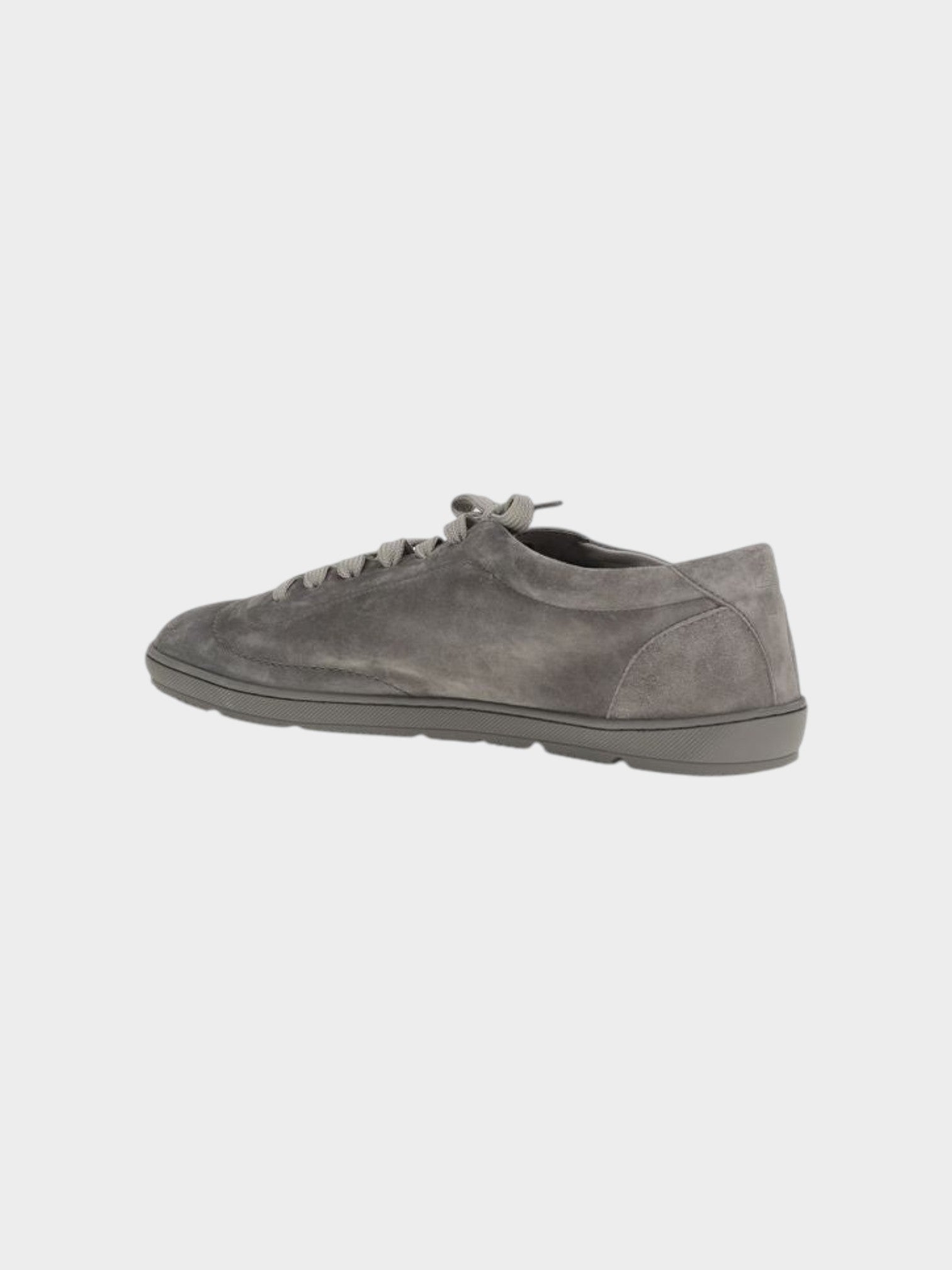 Brunello Cucinelli Gray Calf Leather Bos Taurus Low Top Sneakers-thumbmail-3