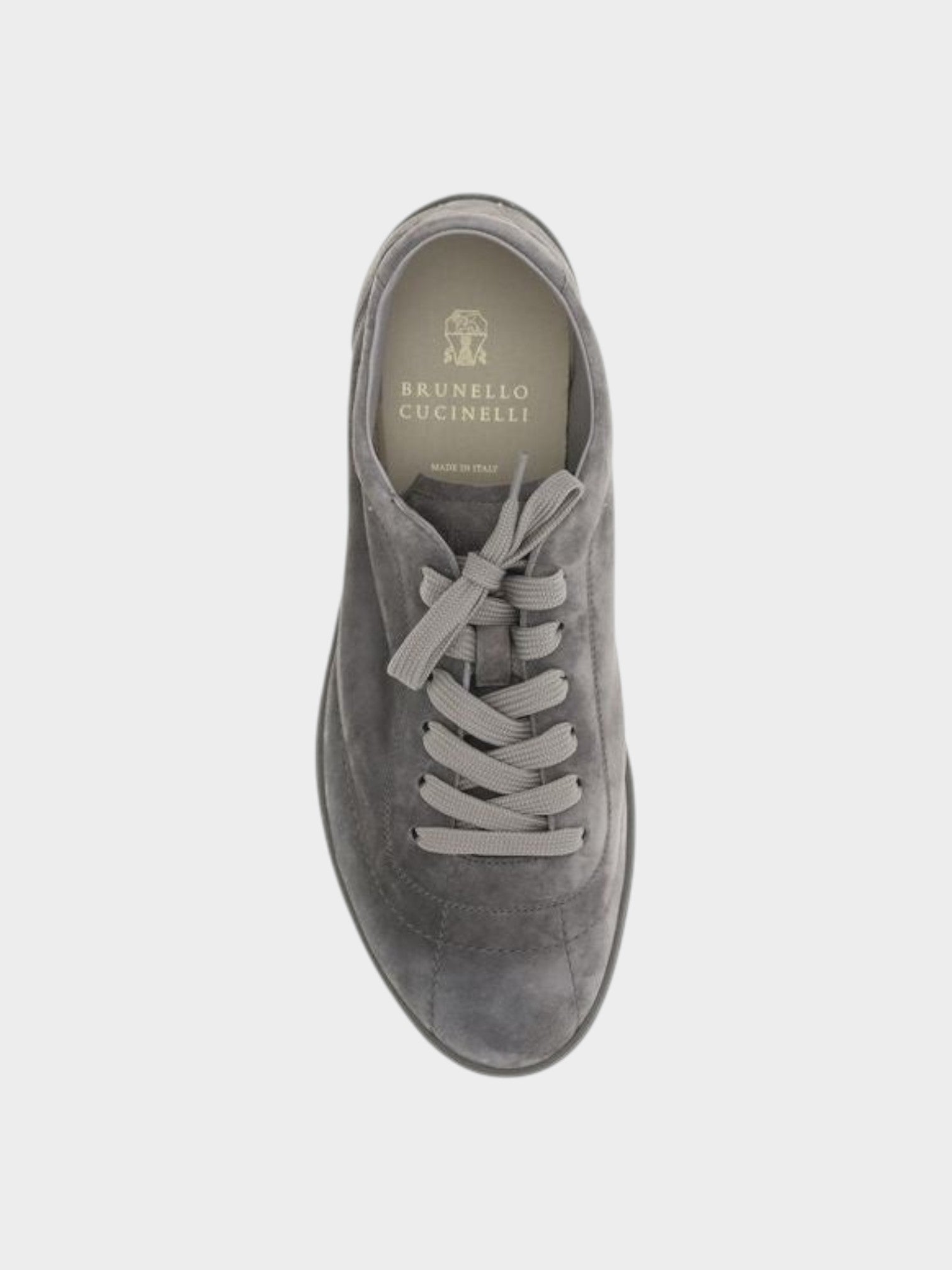 Brunello Cucinelli Gray Calf Leather Bos Taurus Low Top Sneakers-thumbmail-4