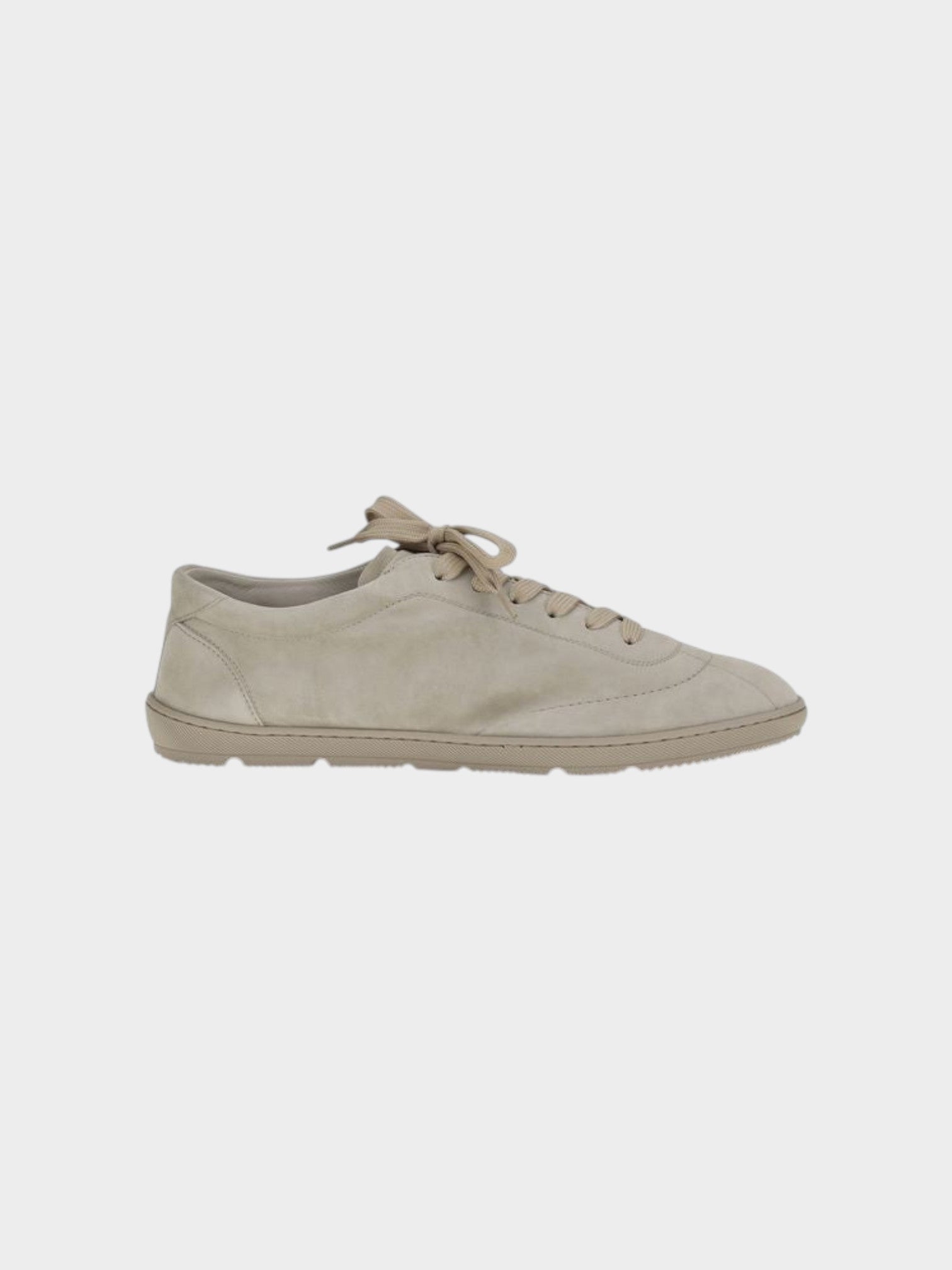 Brunello Cucinelli Beige Calf Leather Bos Taurus Low Top Sneakers